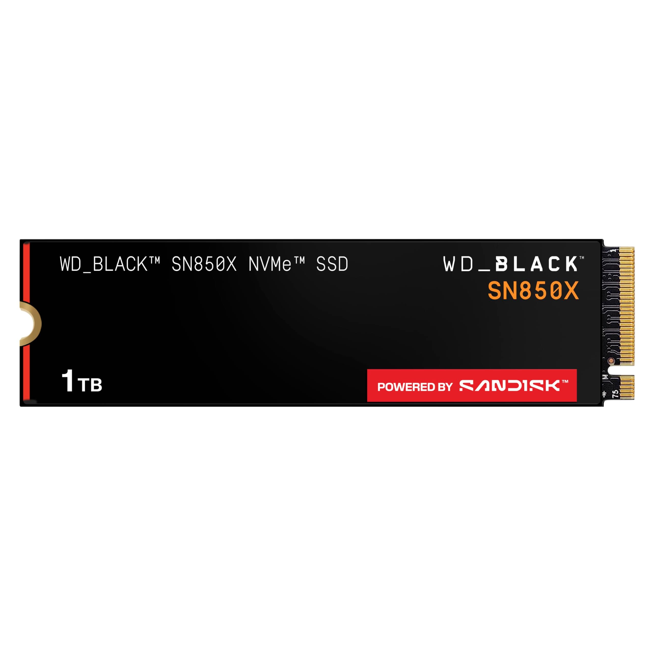 WD_BLACK SN850X NVMe SSD 1 TB interne SSD (Gaming Speicher, PCIe Gen4-Technologie, Lesen 7.300 MB/s, Schreiben 6.300 MB/s) Schwarz 1 TB Standard SN850X
