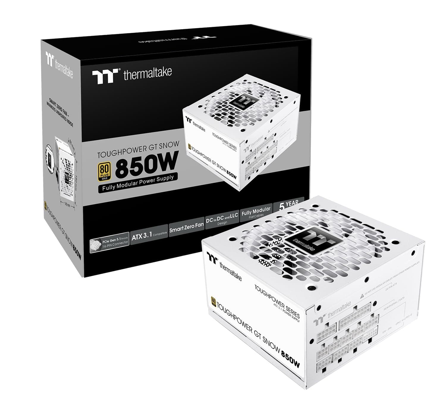 Thermaltake Toughpower GT 850W | ATX 3.1 | PCIe 5.1 | 80+ Gold | Modular | Snow 850W Weiß