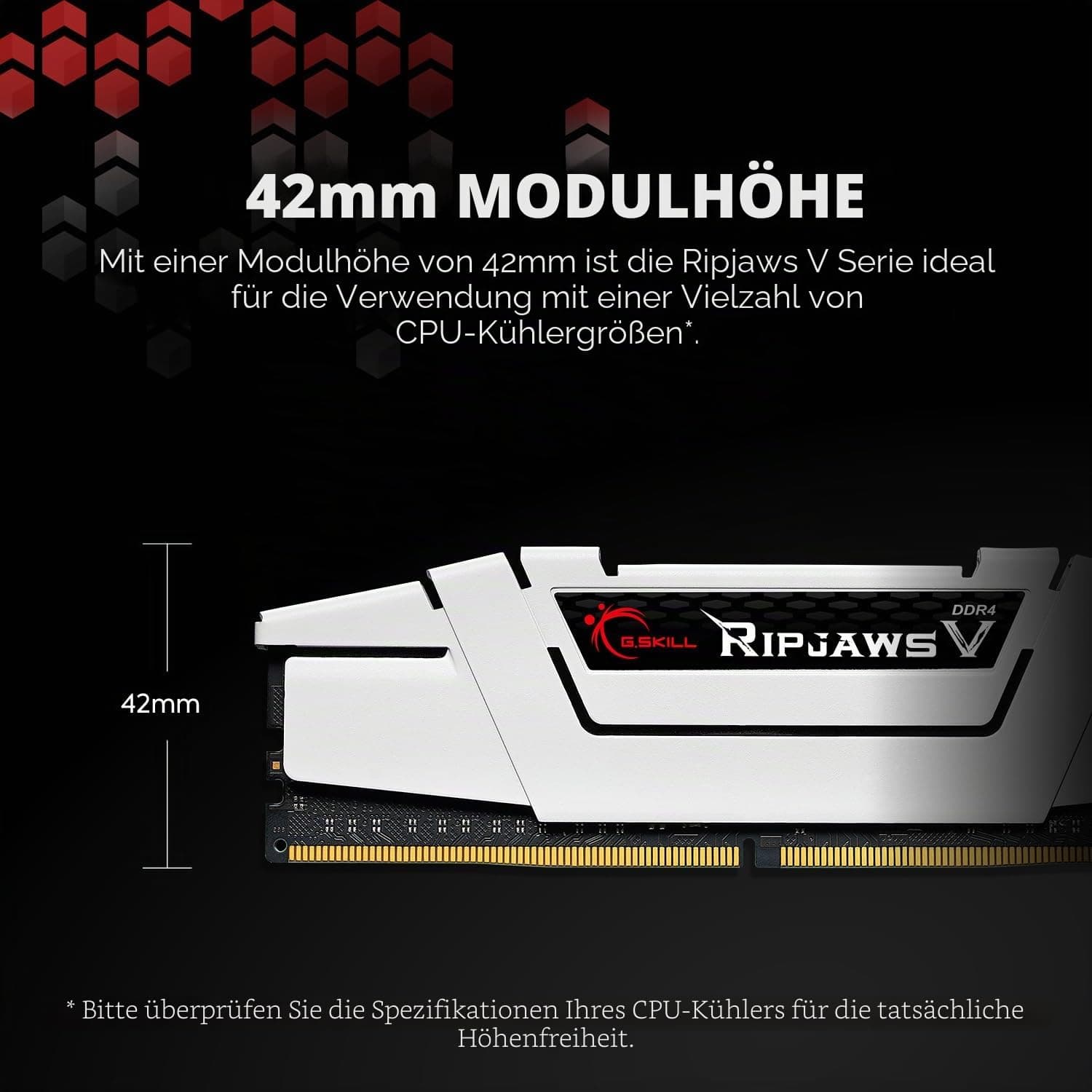 G.Skill Ripjaws F4-3600C18D-32GVK V Series (Intel XMP) DDR4 RAM 32 GB (2 x 16 GB) 3600 MT/s CL18-22-22-42 1,35 V Desktop-Computerspeicher UDIMM - Schwarz 32GB (2x16GB) DDR4 3600 Schwarz Bild 5