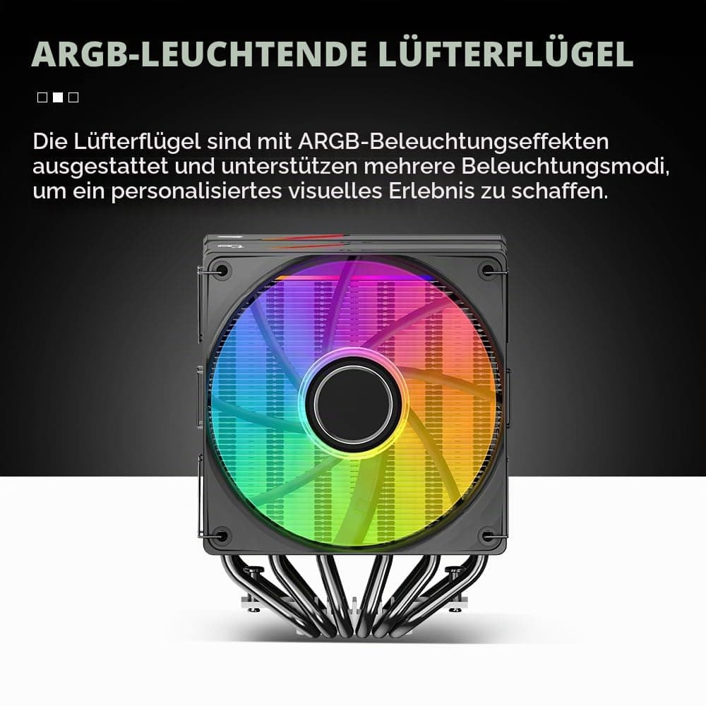 TZMRIT KF620 DGT ARGB CPU Kühler Mit Temperaturanzeige Display,265W TDP,für Intel LGA 1700/1200/115X/1851/1366/2011, für AMD AM4/AM5 (KF620 BK) Black Bild 7