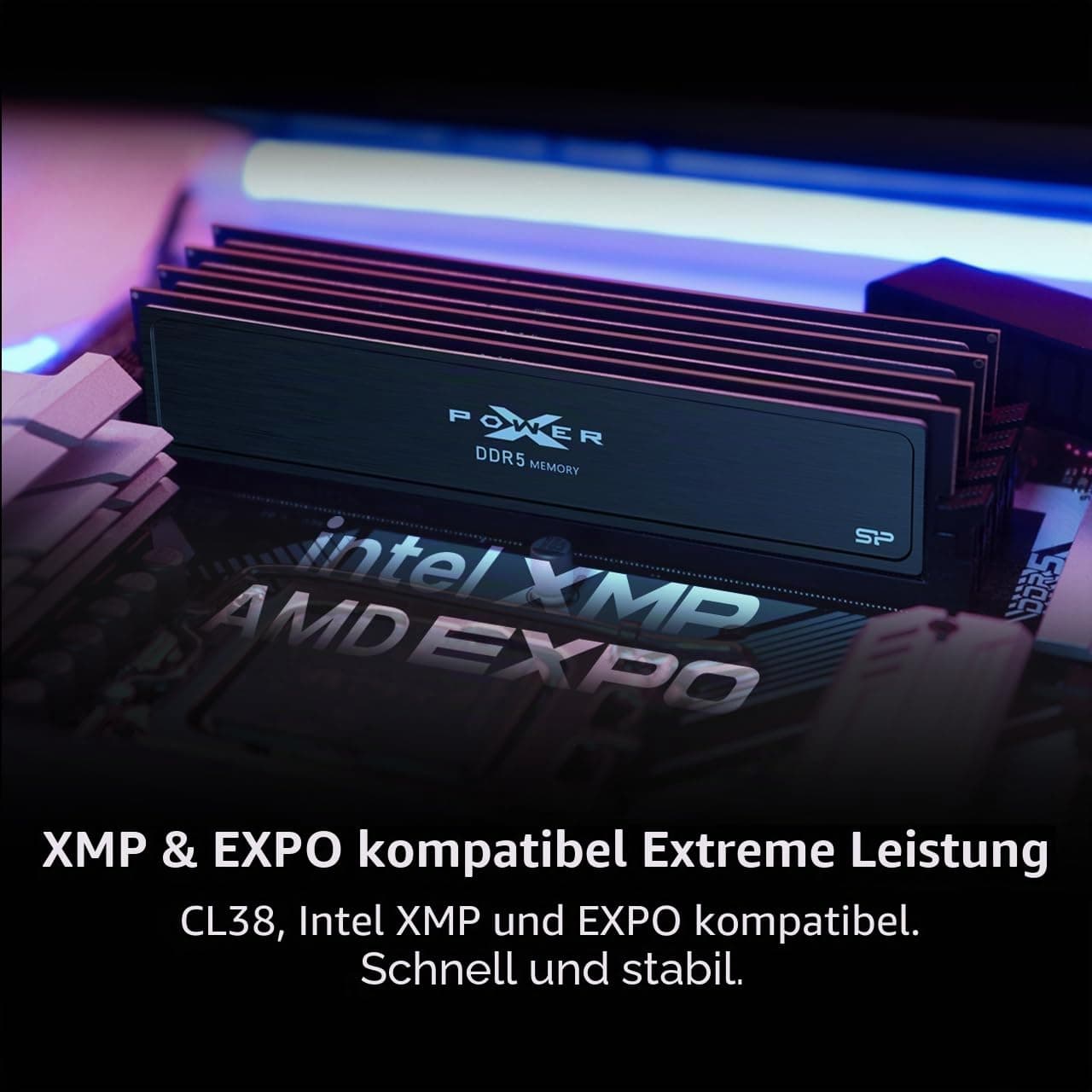 Silicon Power DDR5 64GB (2x32GB) Value Gaming 6000MT/s (PC5-48000) 288-pin CL38 1.35V UDIMM Desktop Memory Module RAM SP064GXLWU60BFDJ Bild 4