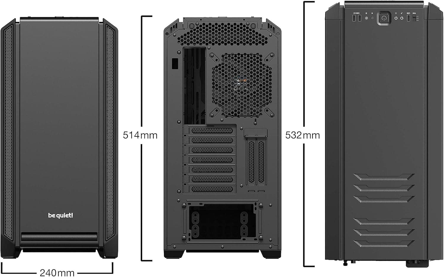 be quiet! Silent Base 601 Window Black PC-Gehäuse, 2X Pure Wings 2 140mm Lüfter, bis 360mm Radiator, E-ATX Mainboard kompatibel Bild 3