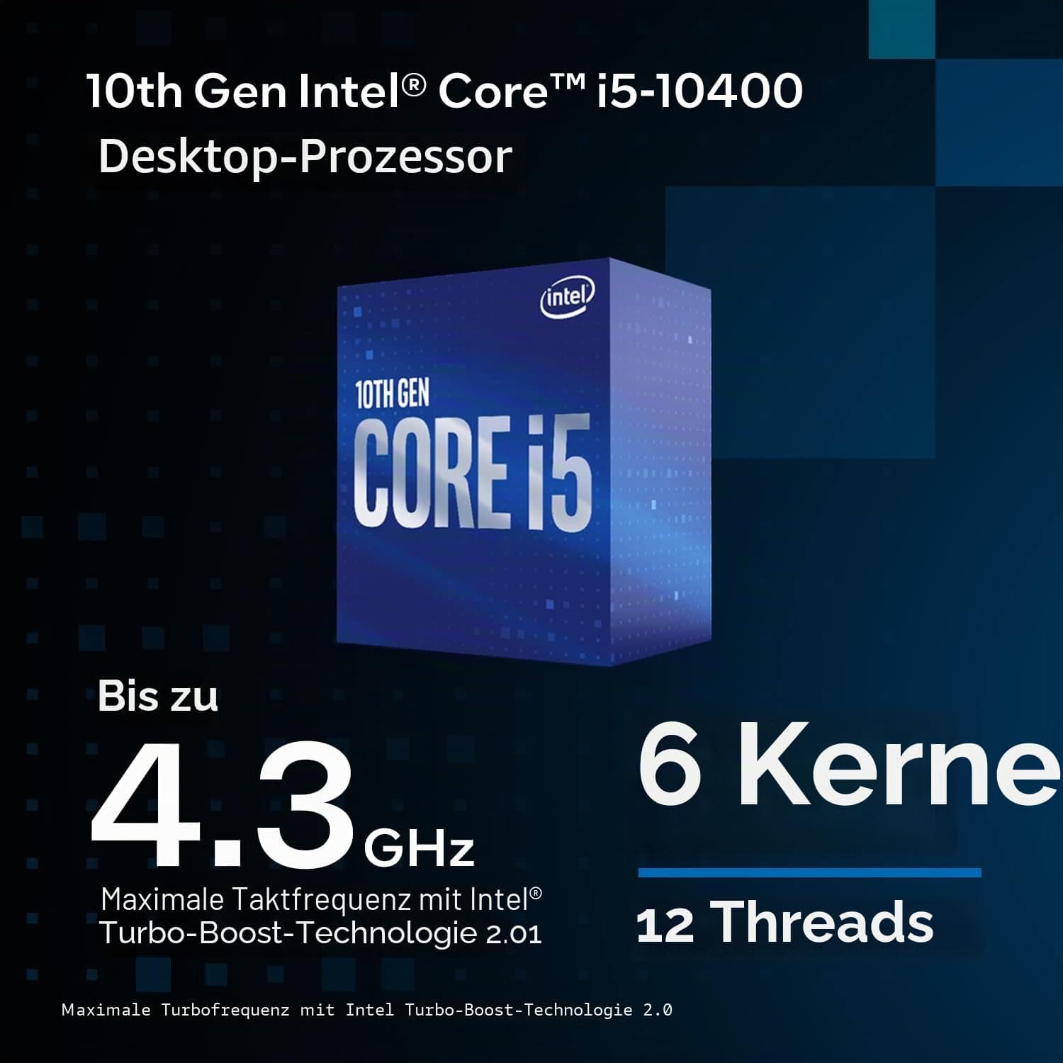 Intel® Core™ i5-10400 Desktop-Prozessor, 6 Kerne, bis zu 4,3 GHz, LGA1200 (Chipsatz der Intel® 400er-Reihe), 65 W Desktop-Prozessor Single Bild 7