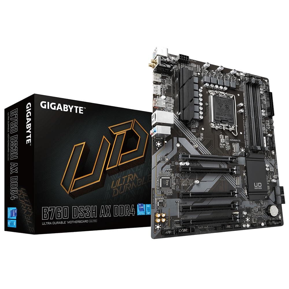 GIGABYTE B760 DS3H AX DDR4 Mainboard - Unterstützt Intel Core Prozessoren der 14. Generation, 8+2+1 Phasen digitales VRM, bis zu 5333MHz DDR4 (OC), 2X PCIe 4.0 M.2, Wi-Fi 6E, GbE LAN, USB 3.2 Gen 2 Bild 2