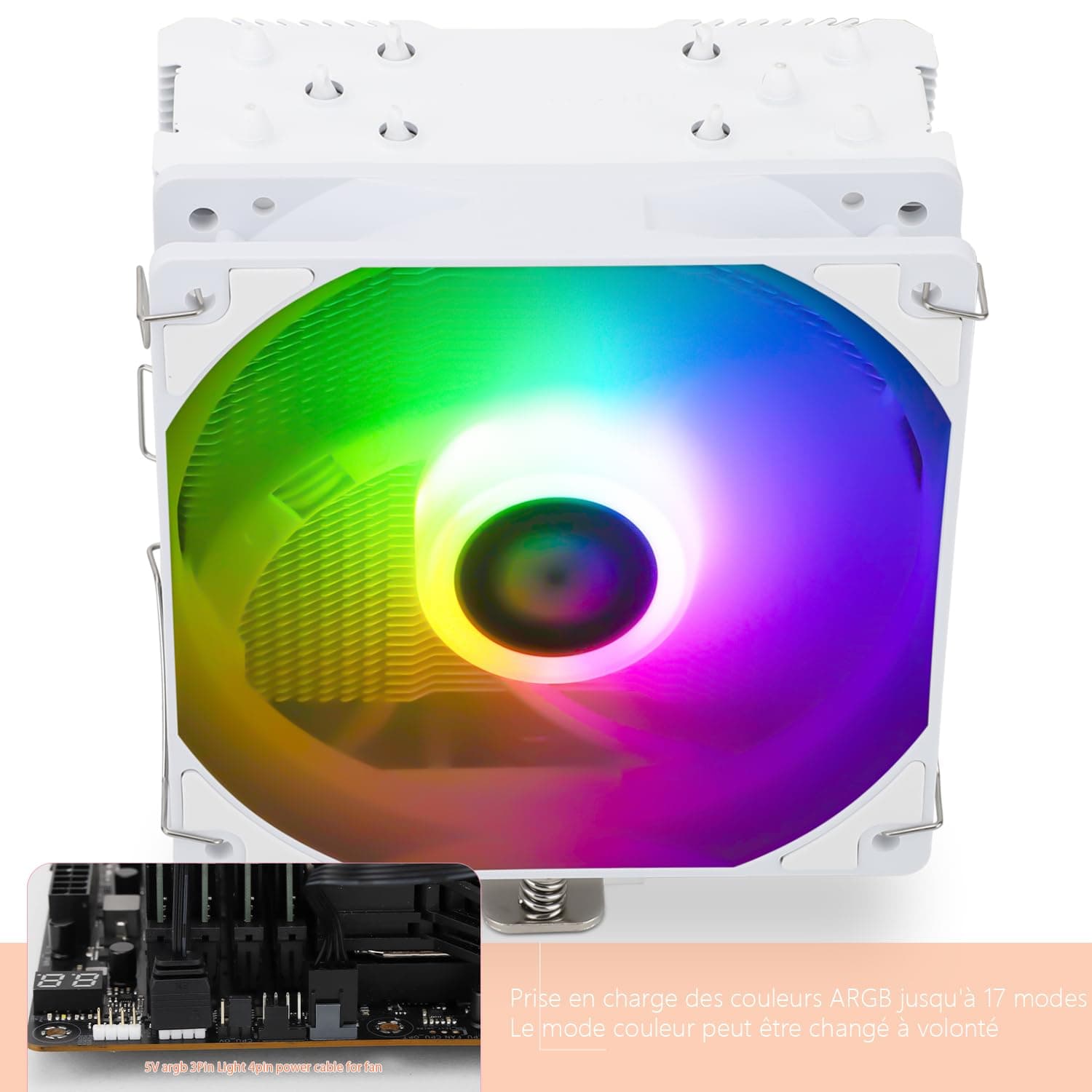 TR Assassin King 120 SE White ARGB CPU-Luftkühler, 5 Heatpipes, TL-C12CW-S PWM Leiser CPU-Kühler, für AMD AM4 AM5/Intel 1151/1150/1200/1700 Bild 6