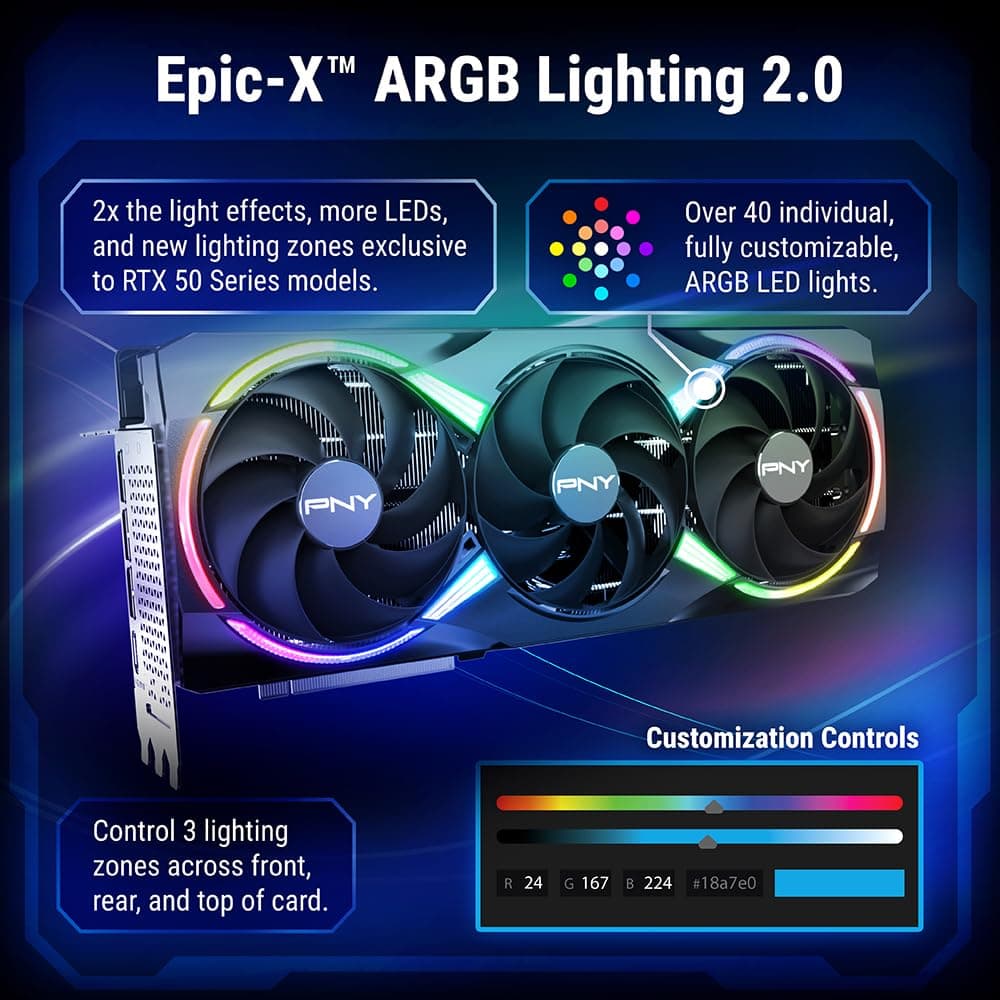 PNY GeForce RTX™ 5080 16GB ARGB OC Triple Fan Grafikkarte DLSS 4 Bild 5