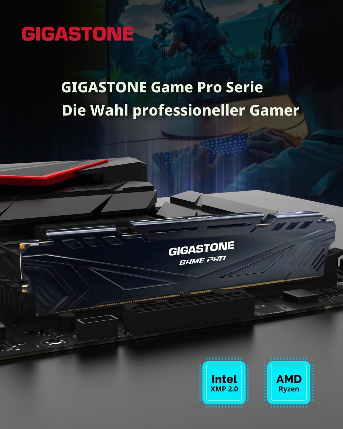 【DDR4 RAM】 GIGASTONE Game PRO 16GB Kit(2x8GB) DDR4 3200MHz PC4-25600 CL16-18-18-40 Intel XMP 2.0 AMD Ryzen 1.35V UDIMM 288Pin Nicht-ECC ungepuffert Desktop Hochleistung Arbeitsspeicher-Weiß 2x8GB White DDR4 3200 MHz für Desktop (HS) Bild 4