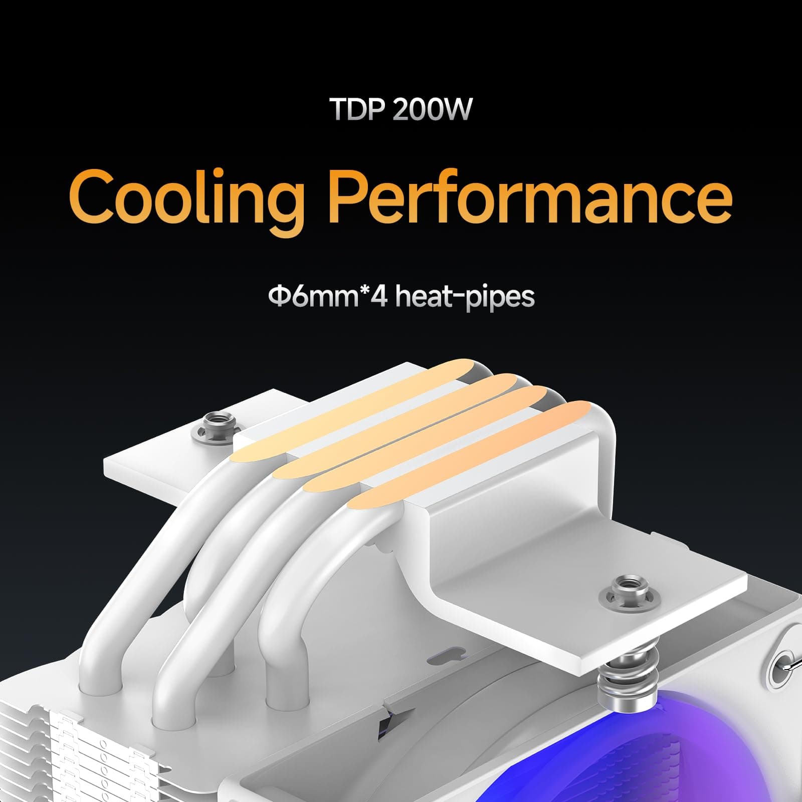 Gamma A40 ARGB WH CPU Kühler,100mm PWM Lüfter,133mm Höhe Single Tower Computer Kompakt CPU Luftkühler,4 Kupfer Heat Pipes,Fancy Top Cover,für Intel LGA 115X/1200/1700/1851&AMD AM4/AM5 Gamma A40 WH ARGB Bild 3