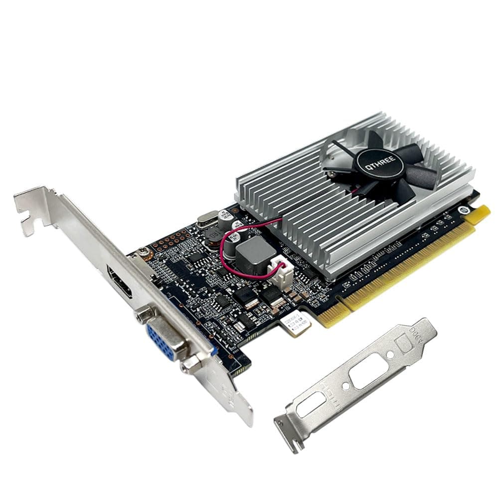 QTHREE Geforce GT 210 1G D3 64-bit Grafikkarte, 1x HDMI, 1x VGA, Low Profile Grafikkarten, Desktop-Grafikkarte für PC, PCI Express x16, DirectX 11 2 Schnittstellen