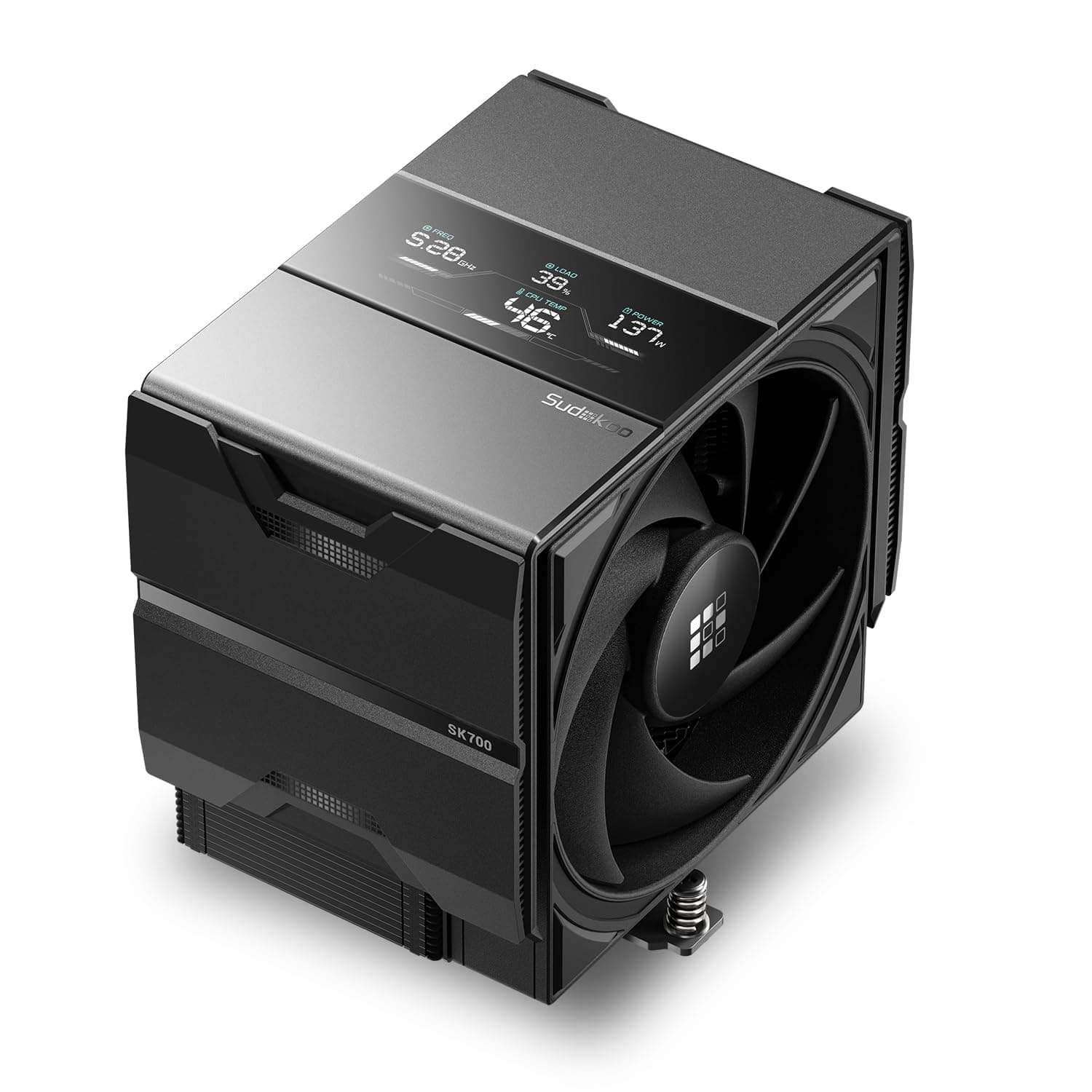 Sudokoo SK700V CPU Kühler AM5: PC Lüfter 120mm mit Display Digital &7 Heatpipes für AM5 Exklusiv - CPU Cooler mit 120mm Lüfter & Single Tower - Luftkühler van Volle RAM-Freiheit, 5 Jahre Garantie SK700V Schwarz