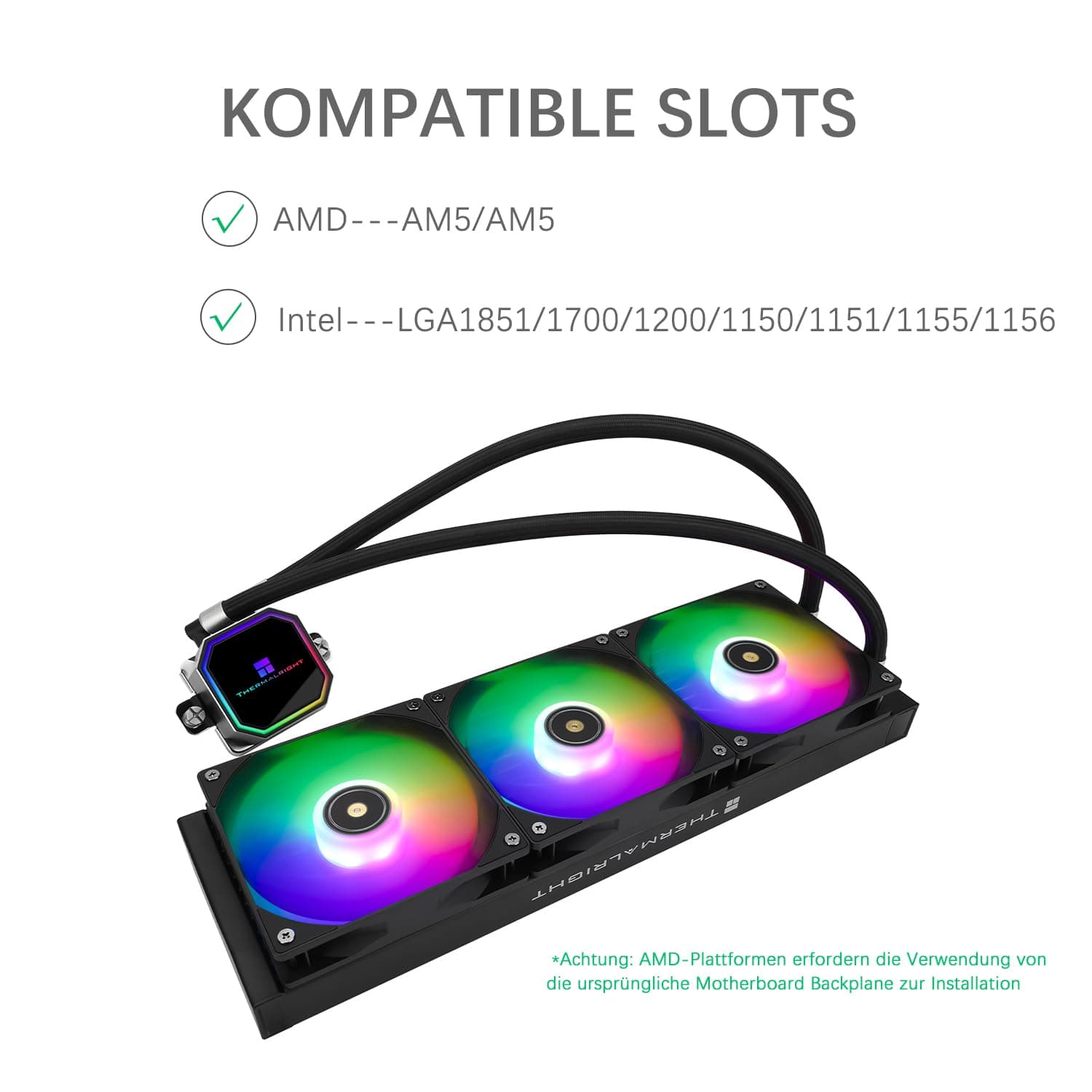 TR-Thermalright Frozen Prism 360 Black ARGB Flüssigkeit CPU Kühler, 360mm Aio Kühler, 3x120mm PM Lüfter-1850RPM, für AMD AM4 /AM5, Intel LGA1851/1700/1150/1151 Bild 7