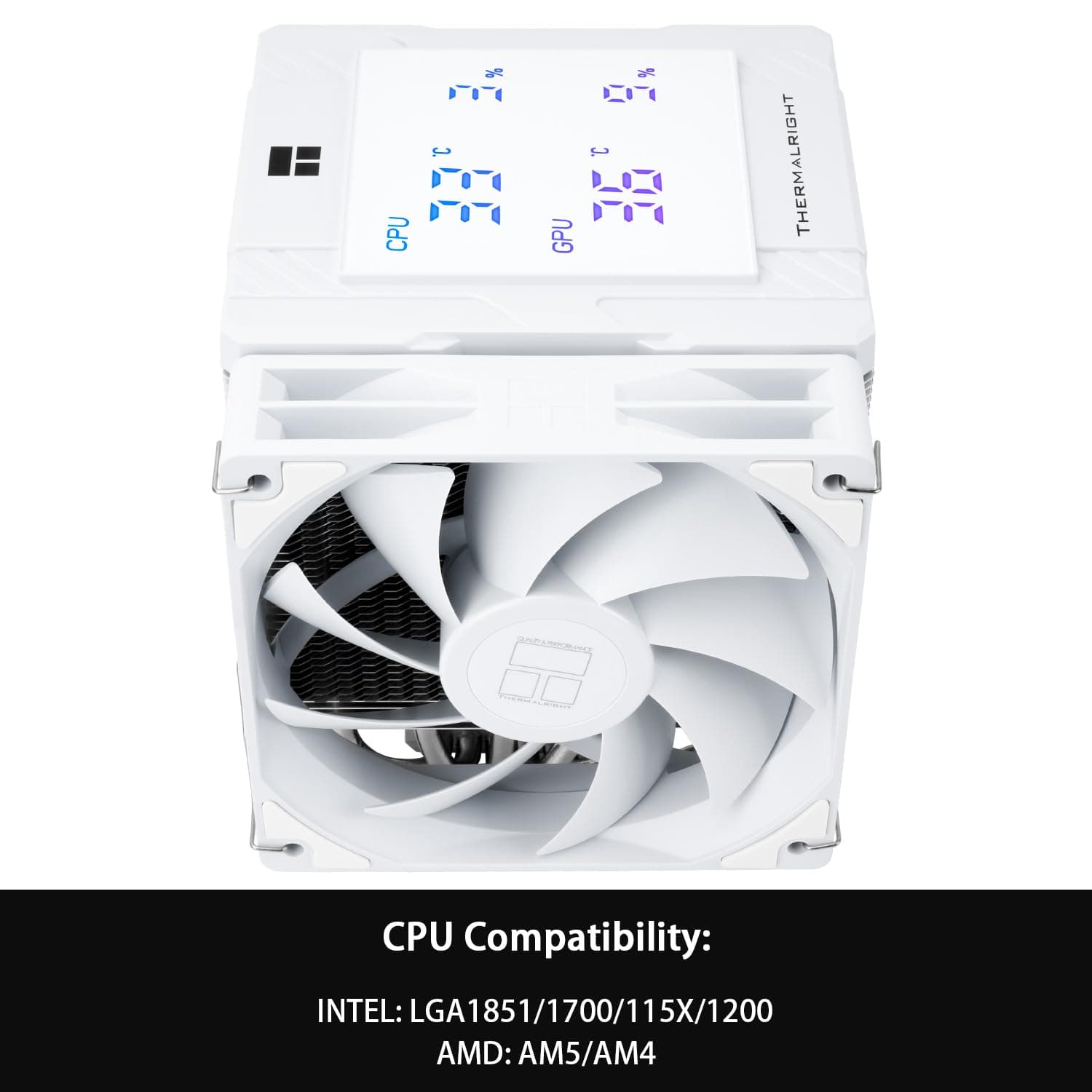 Thermalright Peerless Assassin 120 Digitaler weißer CPU-Kühler mit 6 x 6 mm Heatpipes, magnetische Anzeigetafel, Kühlkörper-CPU-Kühler, für AM4/AM5 und Intel lga1700/1851/1150/1151/1200 Bild 5