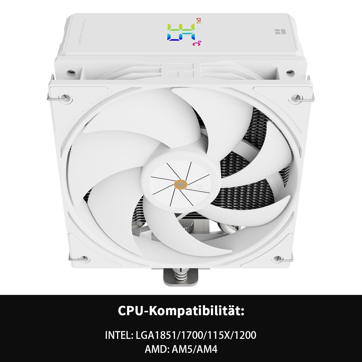 Thermalright Assassin X 120R Digitaler White CPU-Kühler, Digitaler Bildschirm Top Cover, TL-P12W PWM Quiet Fan CPU Luftkühler, Unterstützung AM4/AM5,Intel LGA1851/1700/1150/1151/1200 AX120R D White Bild 5
