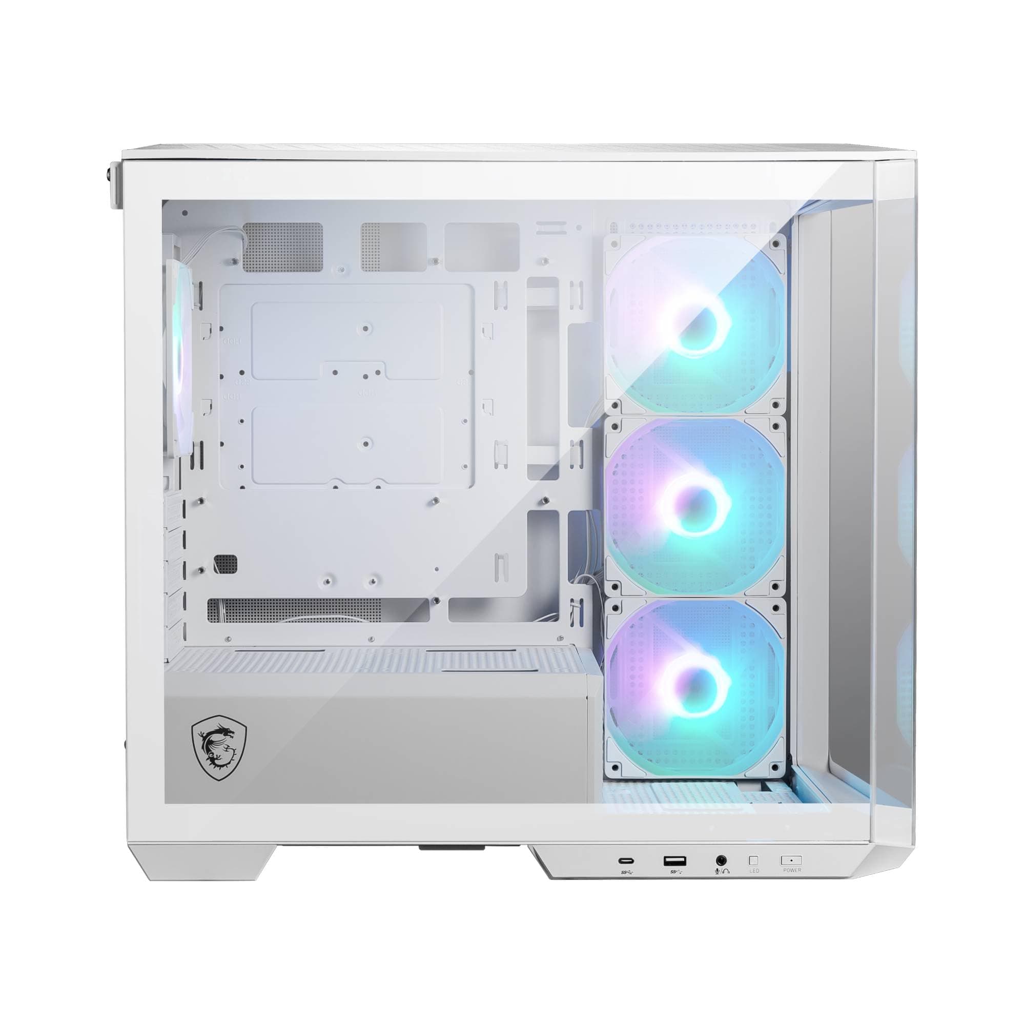 MSI MAG PANO M100L PZ Weiß Micro-ATX PC-Gehäuse - Micro-ATX-Kapazität, GPU-Support-Ständer, Füllstandsanzeige, Staubfilter, 33 mm Kabelführungsraum, USB Typ-C (20Gbps) Bild 7