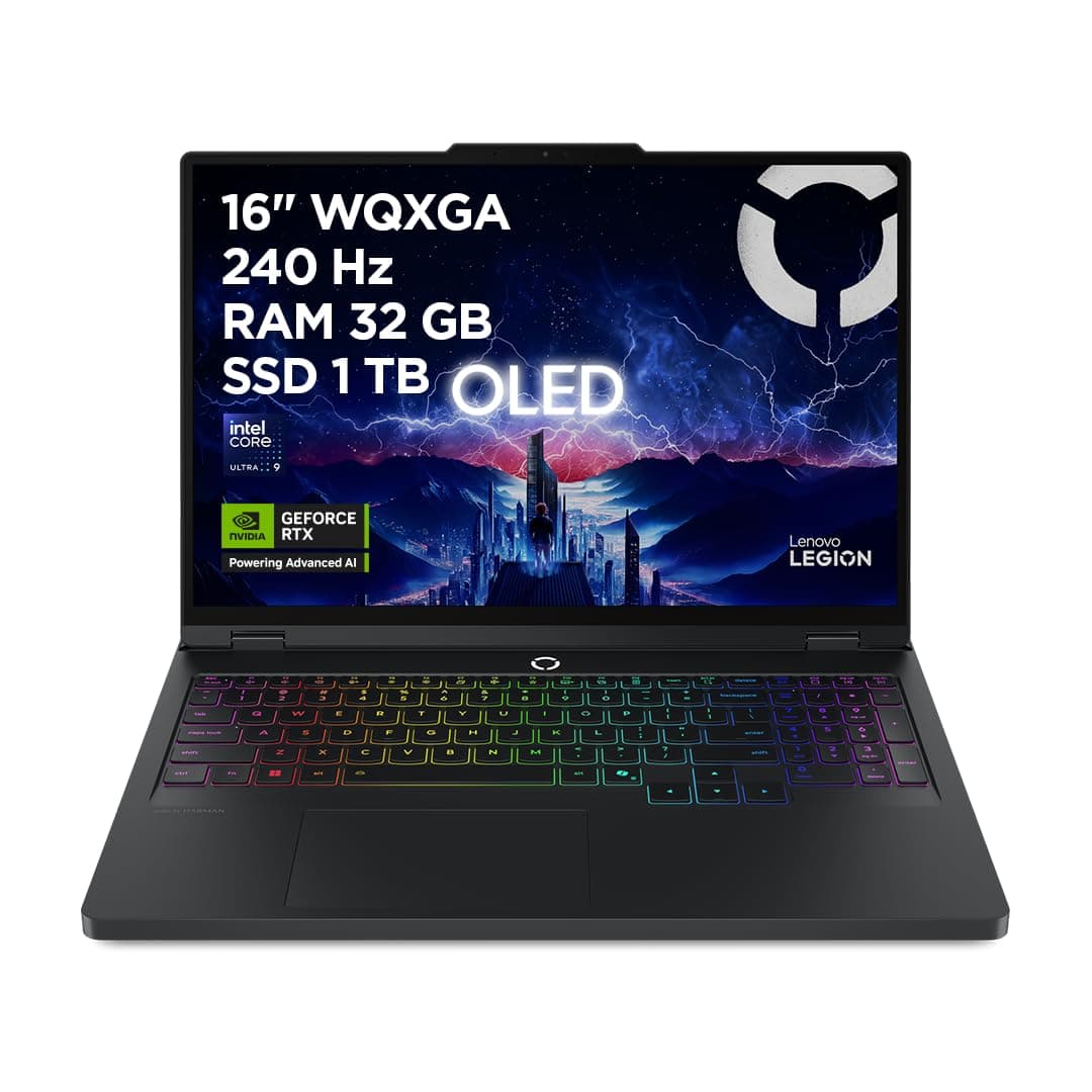 Lenovo Legion Pro 5 Gaming AI Laptop | 16" WQXGA OLED 240Hz | Intel Core Ultra 9 275HX | 32GB RAM | 1TB SSD | NVIDIA GeForce RTX 5070Ti | Windows 11 | QWERTZ | Schwarz | 3 Monate GamePass