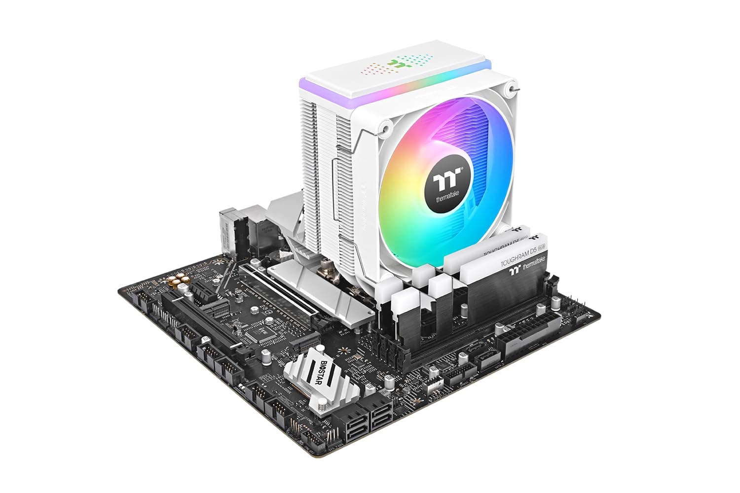 Thermaltake ASTRIA 400 ARGB CPU Kühler Weiß – Tower Luftkühler 120mm PWM, 6x6mm Direct Contact Heatpipes, 230W TDP, leise 26,8 dBA, 5V ARGB Sync, Intel LGA1851/1700, AMD AM5/AM4 ASTRIA 400 Snow Bild 3