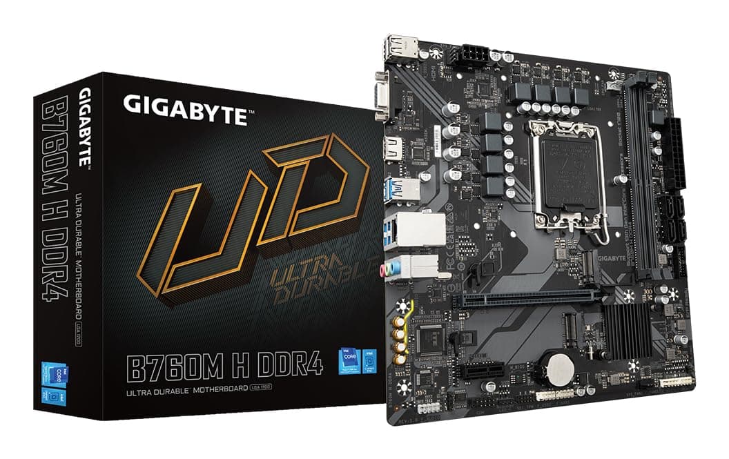GIGABYTE B760M H DDR4 Motherboard - Unterstützt Intel Core 14. Generation CPUs, 6+1+1 Phasen Digital VRM, bis zu 3200MHz DDR4 (OC), 2xPCIe 4.0 M.2, GbE LAN, USB 3.2 Gen1 Bild 2