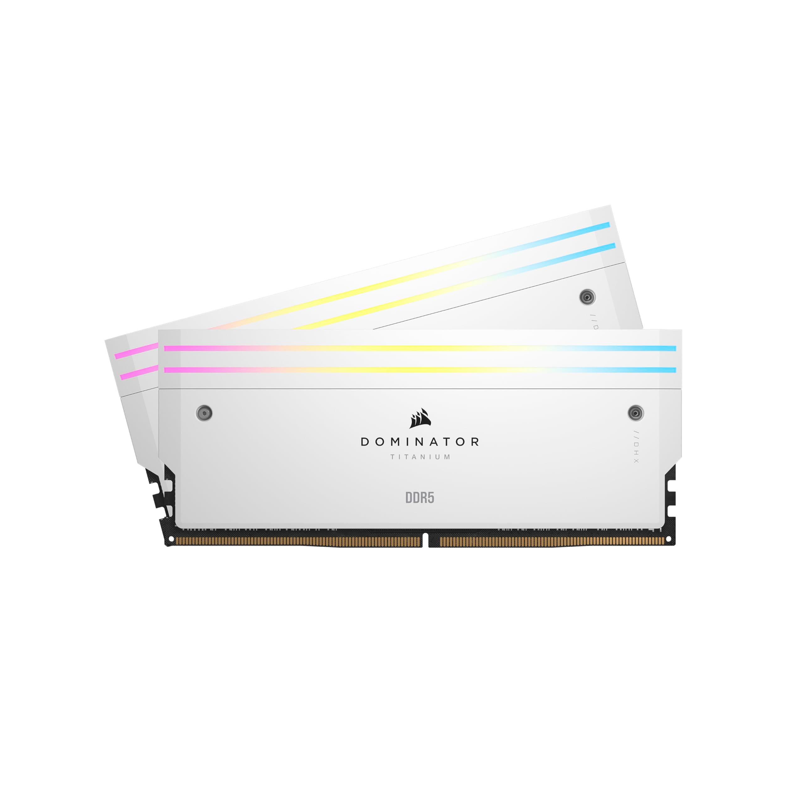 CORSAIR Dominator Titanium RGB DDR5 RAM 64GB (2x32GB) Bis zu 6400MHz CL32 Intel XMP 3.0 Desktop-Arbeitsspeicher – Weiß (CMP64GX5M2B6400C32W) 64GB (2x32GB) Weiß
