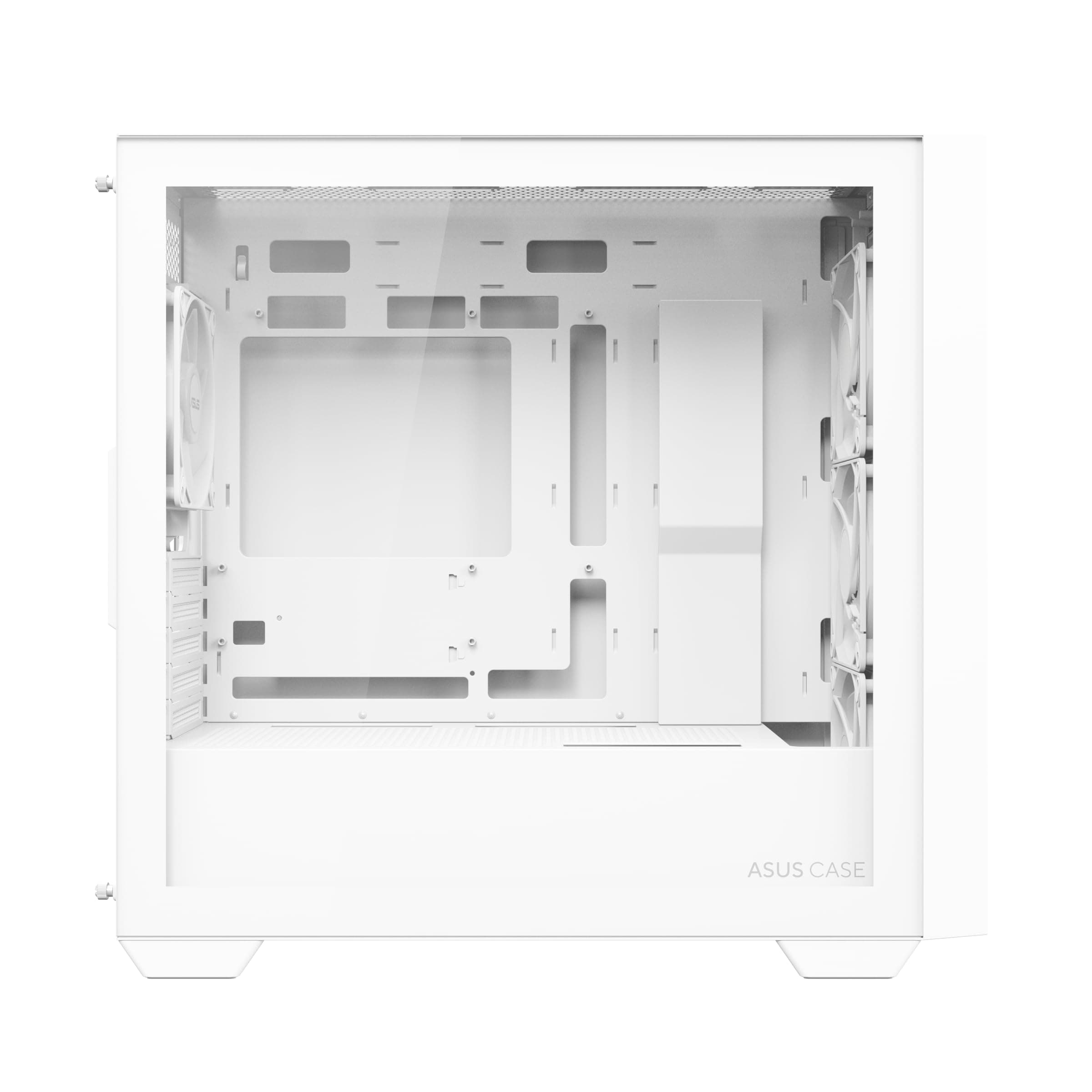 ASUS A21 Plus TG ARGB White microATX PC Gehäuse (vorinstallierte ARGB-Lüfter, Mesh Frontpanel, kompatibel mit Mainboards mit versteckten Anschlüssen, 360-mm-Radiatoren, 380-mm-Grafikkarten, weiß) Bild 5