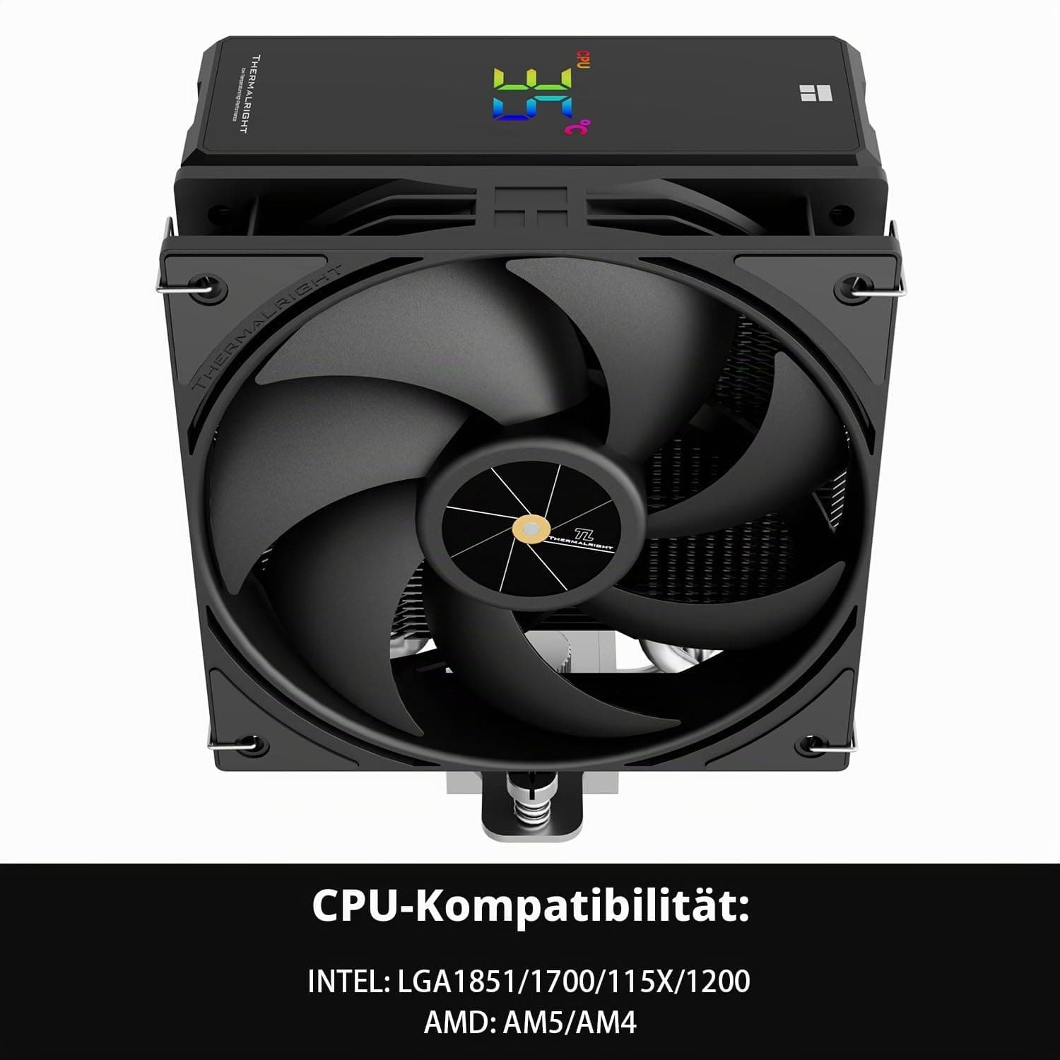 TR-Assassin X 120R Digital Black CPU Cooler Air mit 4X6mm Wärmeleitpaste, digitalem Display-Oberteil, PWM-Lüfter-Wärmekörper-Prozessorkühler, 151mm hoch AX120R D BLACK Bild 5