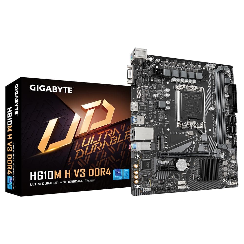 GIGABYTE H610M H V3 DDR4 Mainboard - Unterstützt Intel Core Prozessoren 14th CPUs, 4+1+1 Hybrid Phases Digital VRM, up to 3200MHz DDR4, 1xPCIe 3.0 M.2, GbE LAN, USB 3.2 Gen 1 Bild 2