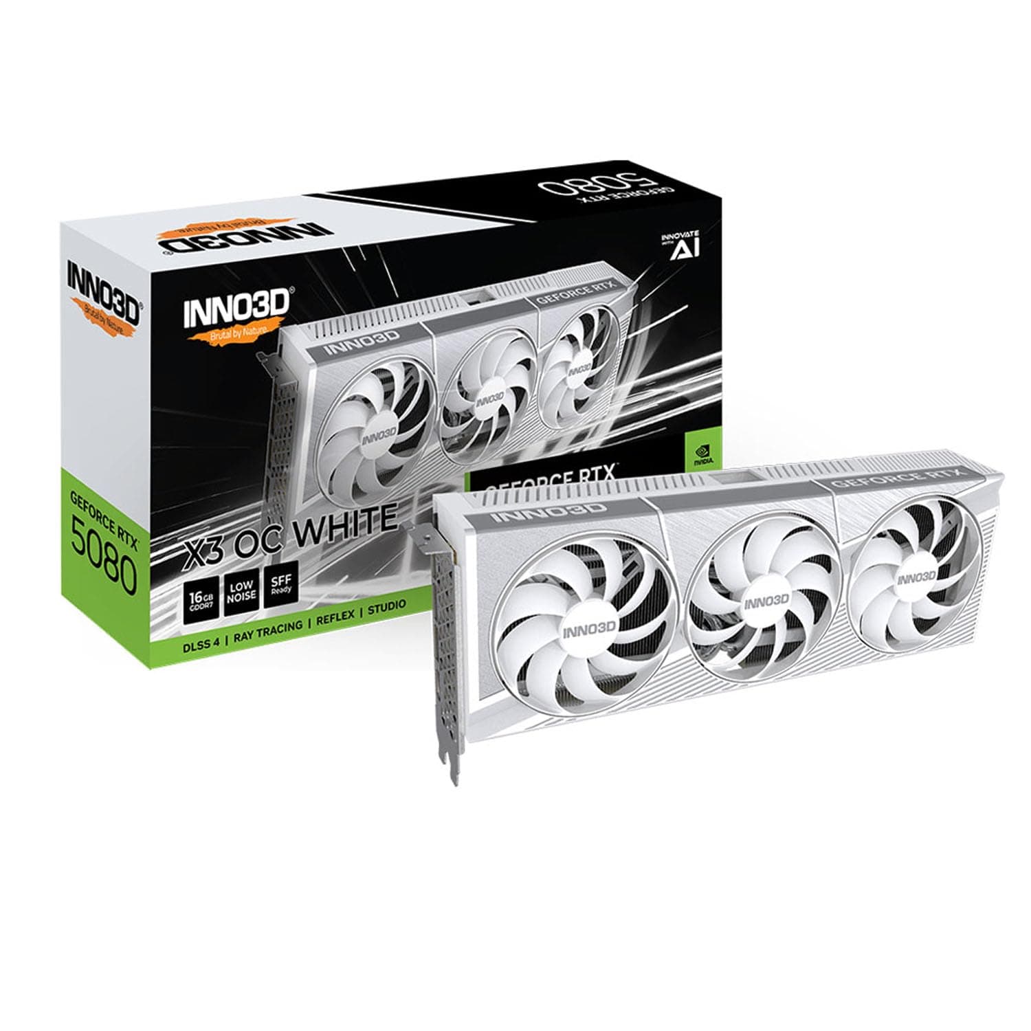 INNO3D NVIDIA GeForce RTX 5080 X3 OC White 16GB GDDR7 Gaming Graphics Card (Triple Fan, 2.5 Slot, White, Reflex 2 RTX AI DLSS4) Bild 2