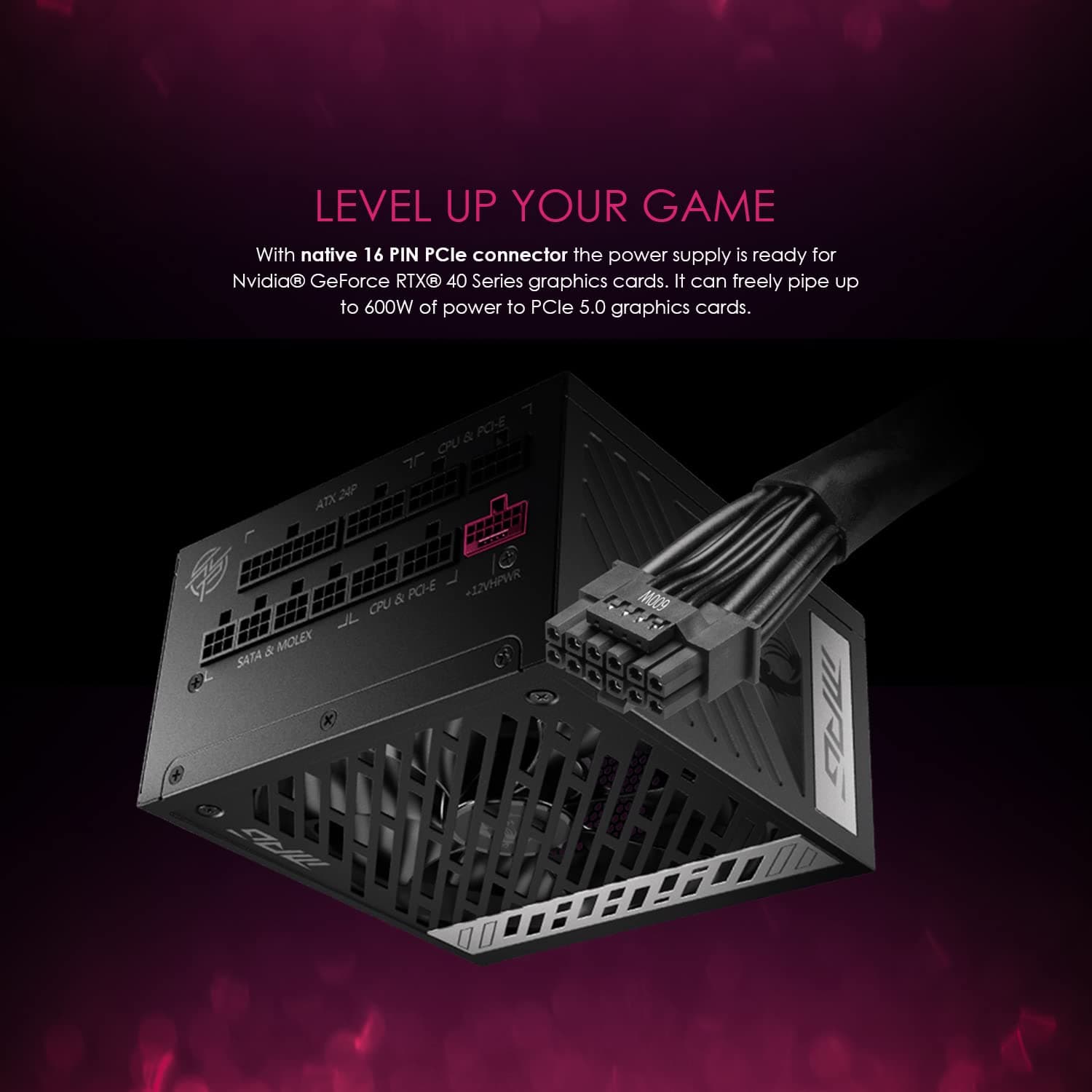 MSI MPG A850G PCIE5 Netzteil, EU Stecker - 850W, 80 Plus Gold Zertifiziert, vollmodularer ATX 3.0, unterstützt PCIe 5.0 GPU, japanische 105°C Kondensatoren, 0% RPM Modus, Flachkabel 850W PCIE5 Bild 7