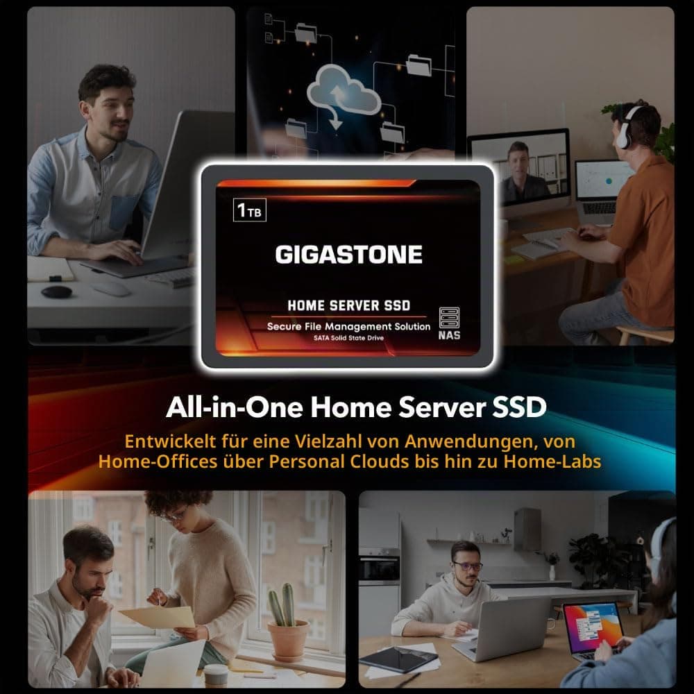 Gigastone Home NAS SSD 1TB (2er-Pack) 24/7 Dauerhaft TLC Hohe Dauerhaltbarkeit Persönlicher Server Cloud Datenspeicher RAID 3D NAND 2,5 Zoll SATA III Interne Solid State Festplatten Home Server 1TBx2 Bild 5