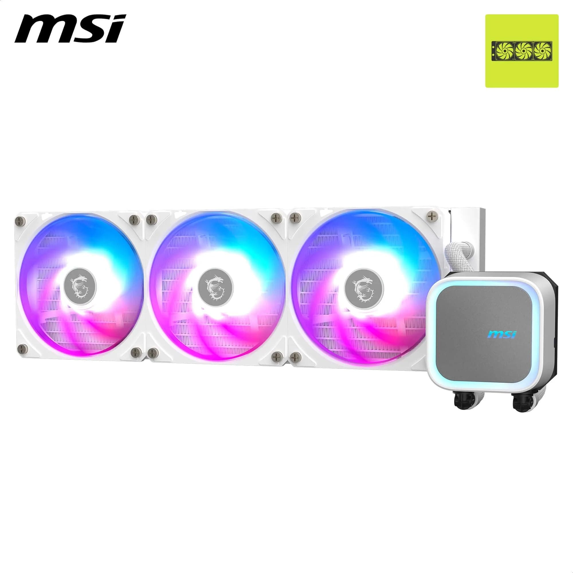 MSI MAG CORELIQUID A13 360 WHITE AIO CPU-Wasserskühler - Volle CPU-Abdeckung, verbessertes Wasserkanal-Design, CycloBlade 7, Split-Flow Radiator, Rifle-Lager Bild 3