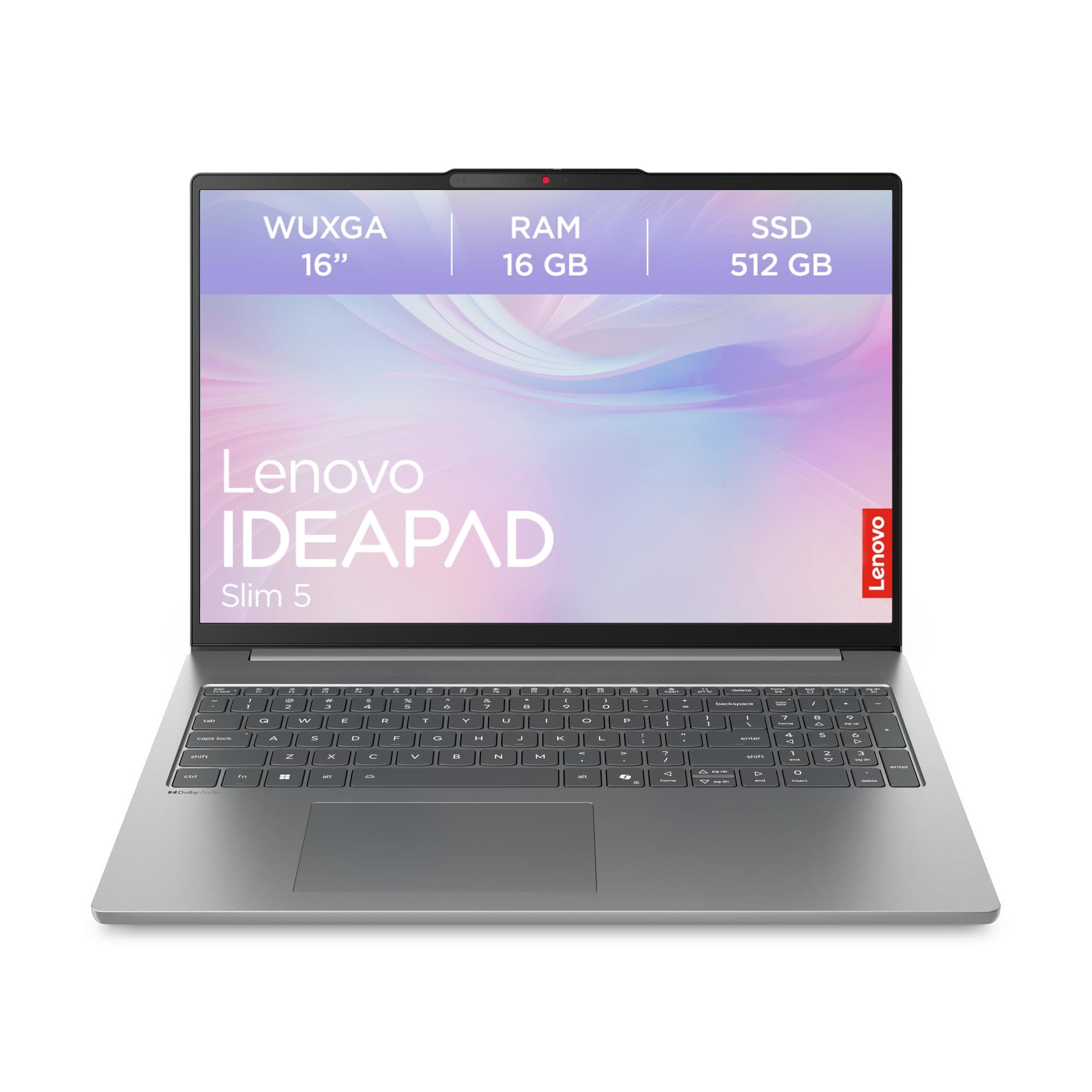 Lenovo IdeaPad Slim 5 Laptop | Copilot+ PC | 16" WUXGA Display | AMD Ryzen AI 5 330 | 512GB SSD | 16GB RAM | AMD Radeon Grafik | QWERTZ | Beleuchtet | Windows 11 | Luna Grau | 3 Monate Premium Care