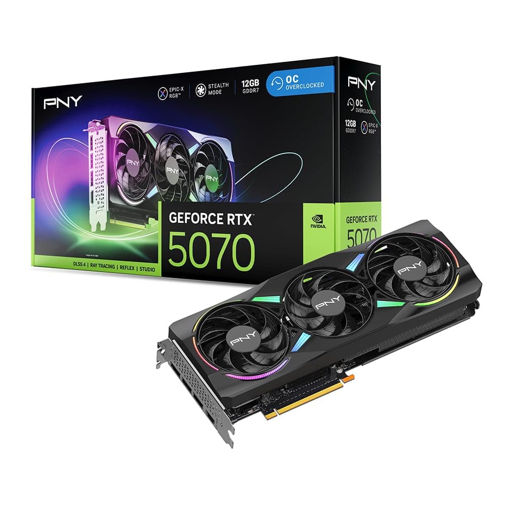 PNY GeForce RTX™ 5070 12GB ARGB OC Triple Fan Grafikkarte DLSS 4 VCG507012TFXXPB1-O 12GB