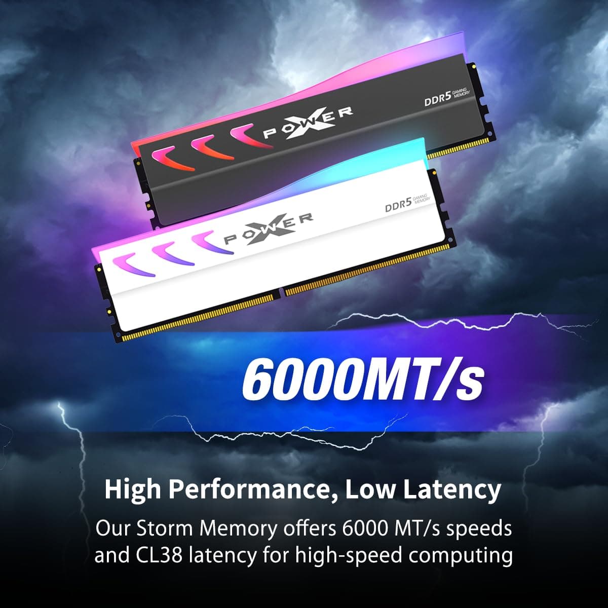 Silicon Power DDR5 64GB (2x32GB) Storm RGB 6000MT/s (PC5-48000) 288-pin CL38 1.35V UDIMM Desktop Memory Module RAM SP064GXLWU60BFDK Grau Bild 7