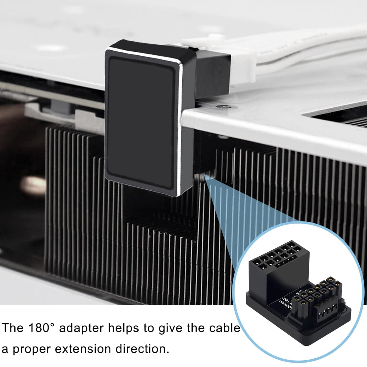 12VHPWR 180-Grad-Winkeladapter, Pcie5.0 ATX 3.0 600 W 16-poliger GPU-PCIe-Netzadapter, Buchse auf Stecker für 12+4-polige RTX 3090Ti 4070Ti 4080 4090 Grafikkarte GPU (Typ B) Bild 5
