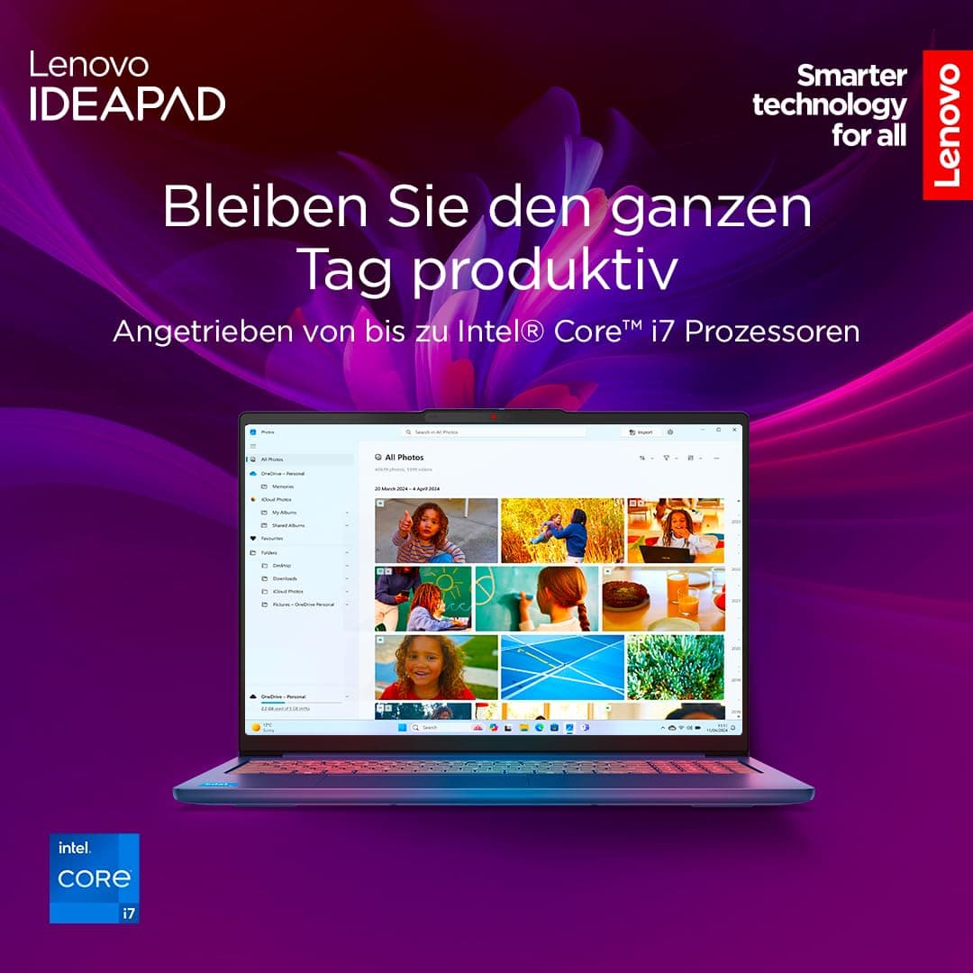 Lenovo IdeaPad Slim 5i Laptop | 14" OLED WUXGA Display | Intel Core i7-13620H | 16GB RAM | 512GB SSD | Intel UHD Grafik | Windows 11 Home | QWERTZ | Luna Grau | 3 Monate Premium Care Bild 2