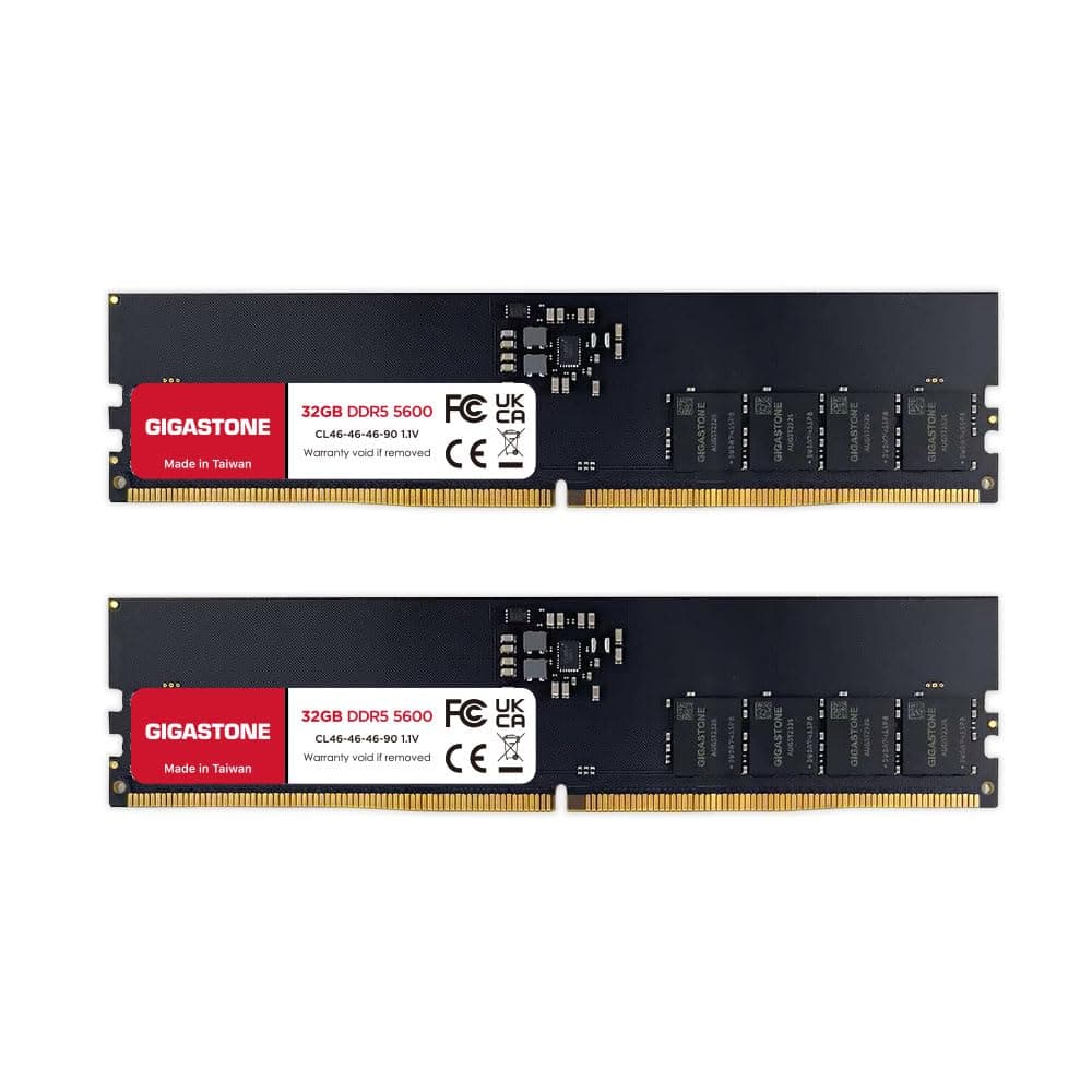 【DDR5 RAM】 GIGASTONE 64GB Kit(2x32GB) DDR5 5600MHz PC5-44800 CL 46-46-46-90 1.1V UDIMM 288Pin Nicht-ECC ungepuffert PC Desktop Hochleistung Hochleistung Arbeitsspeicher Upgrade Bild 2