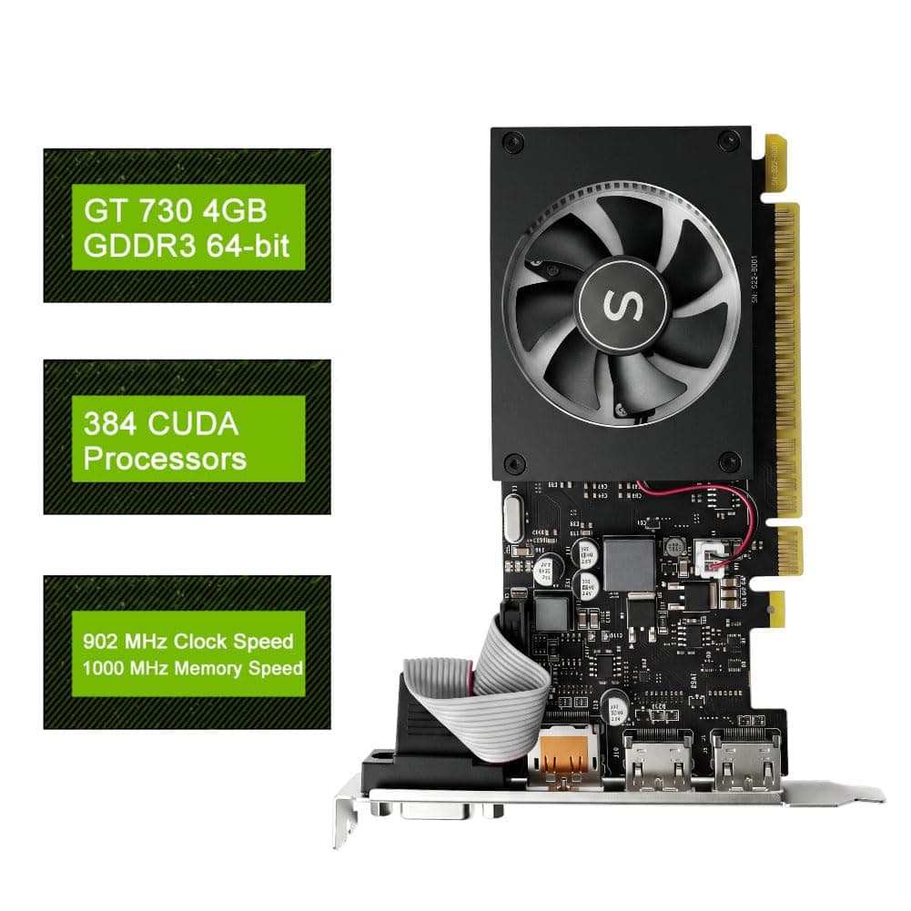 GT 730 4GB Grafikkarte, 2 HDMI, DisplayPort, VGA, DDR3 64-bit, Low Profile Grafikkarten PC, Computer GPU, Low Power, PCI Express x8, DirectX 12 GT 730 4GB 64-bit Bild 4