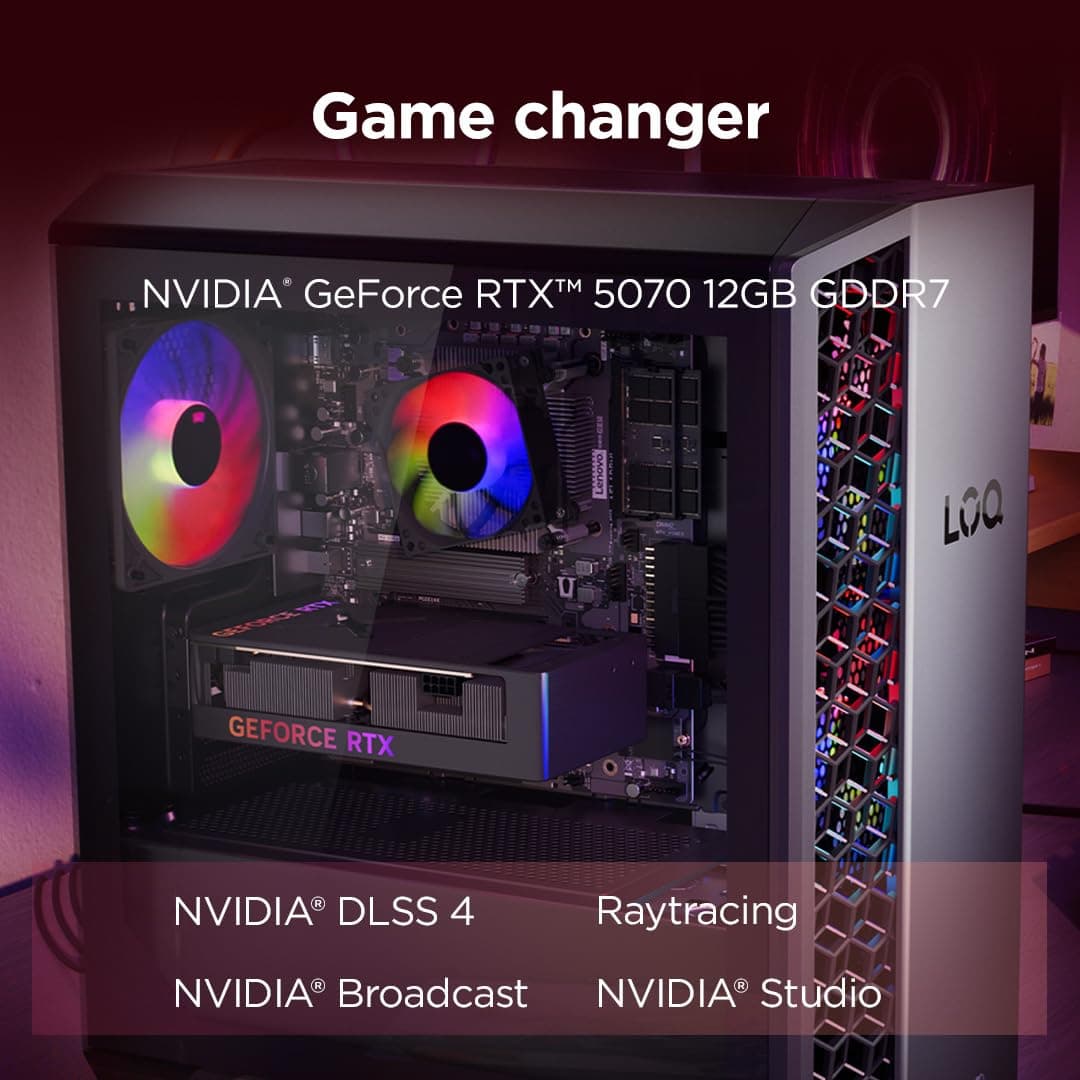 Lenovo LOQ Tower Gaming Desktop-PC | AMD Ryzen 7 8745HX | 16RAM | 1TB | NVIDIA GeForce RTX 5060 | Windows 11 | 26L | Luna Grau-Eclipse Black | 3 Monate GamePass | 3 Monate Premium Care Bild 5