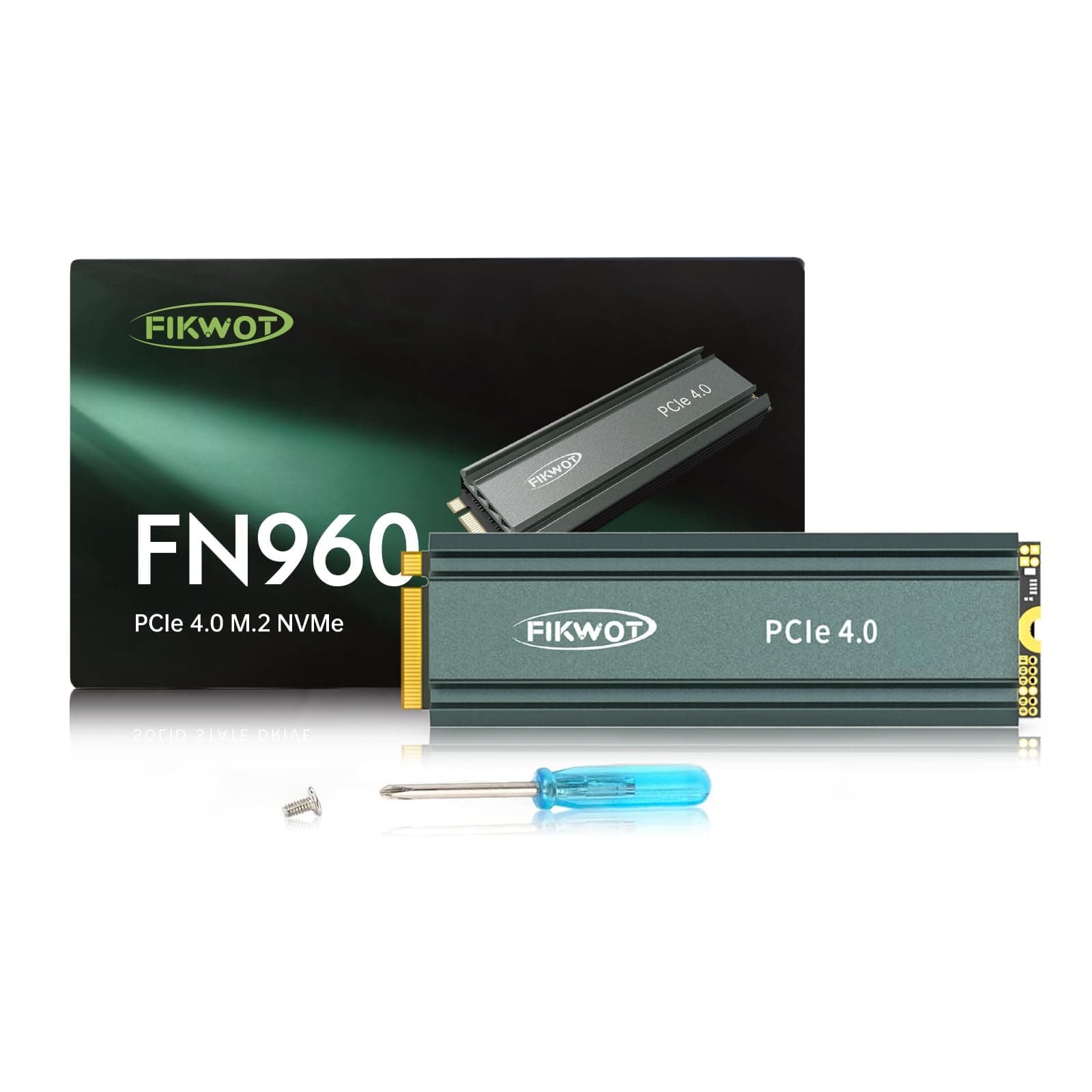 Fikwot FN960 512GB M.2 2280 PCIe Gen4 x4 NVMe 1.4 Internes Solid State Drive mit Kühlkörper – Bis zu 4800 MB/s, Dynamischer SLC Cache, Kompatible PS5 Interne SSD PCIe4.0-5000MB/s(Mit Kühlkörper) 512GB
