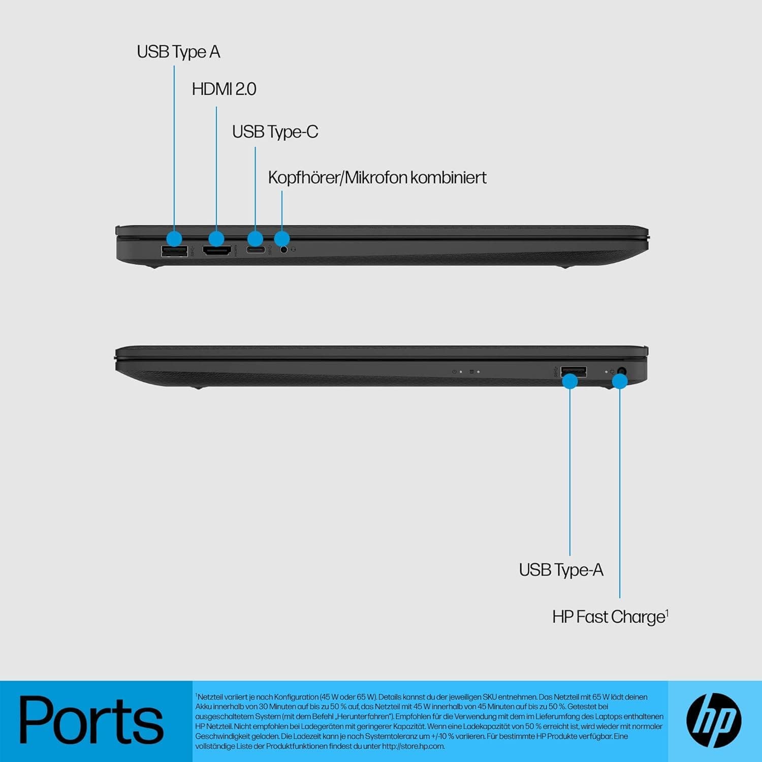HP Laptop mit 17,3" HD+ Display, Intel Celeron N4120, 8 GB DDR4 RAM, 256 GB SSD, Intel UHD-Grafik, Windows 11, QWERTZ Tastatur, Schwarz Bild 4