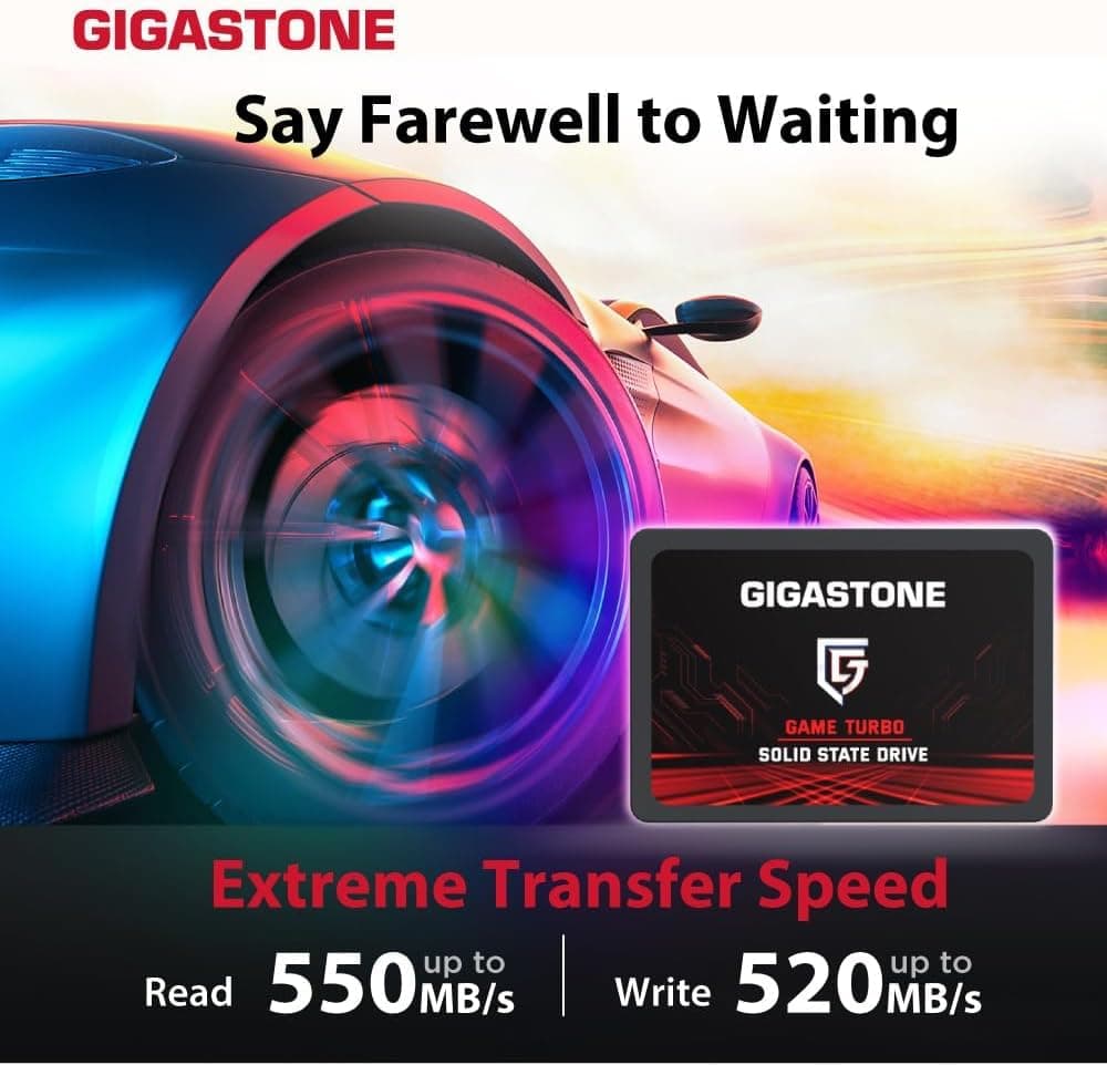 Gigastone SATA interne SSD 1TB 2,5 Zoll SATA III Schnittstelle 3D NAND Festplatte SSD Spiellaufwerk kompatibel mit Laptops und Desktop-Computern 2,5 Zoll 550 MB/s SLC Cache Game Turbo 1TB Bild 3