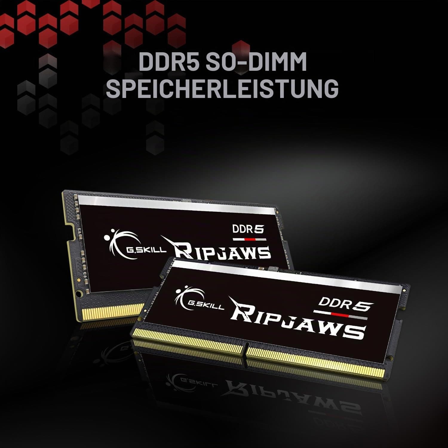 G.Skill SO-DIMM 32 GB DDR5-5600 (2X 16 GB) Dual-Kit (schwarz, F5-5600S4645A16GX2-RS, Ripjaws, Intel XMP) 32GB (2x16GB) DDR5-5600 CL46-45-45-89 Schwarz Bild 3