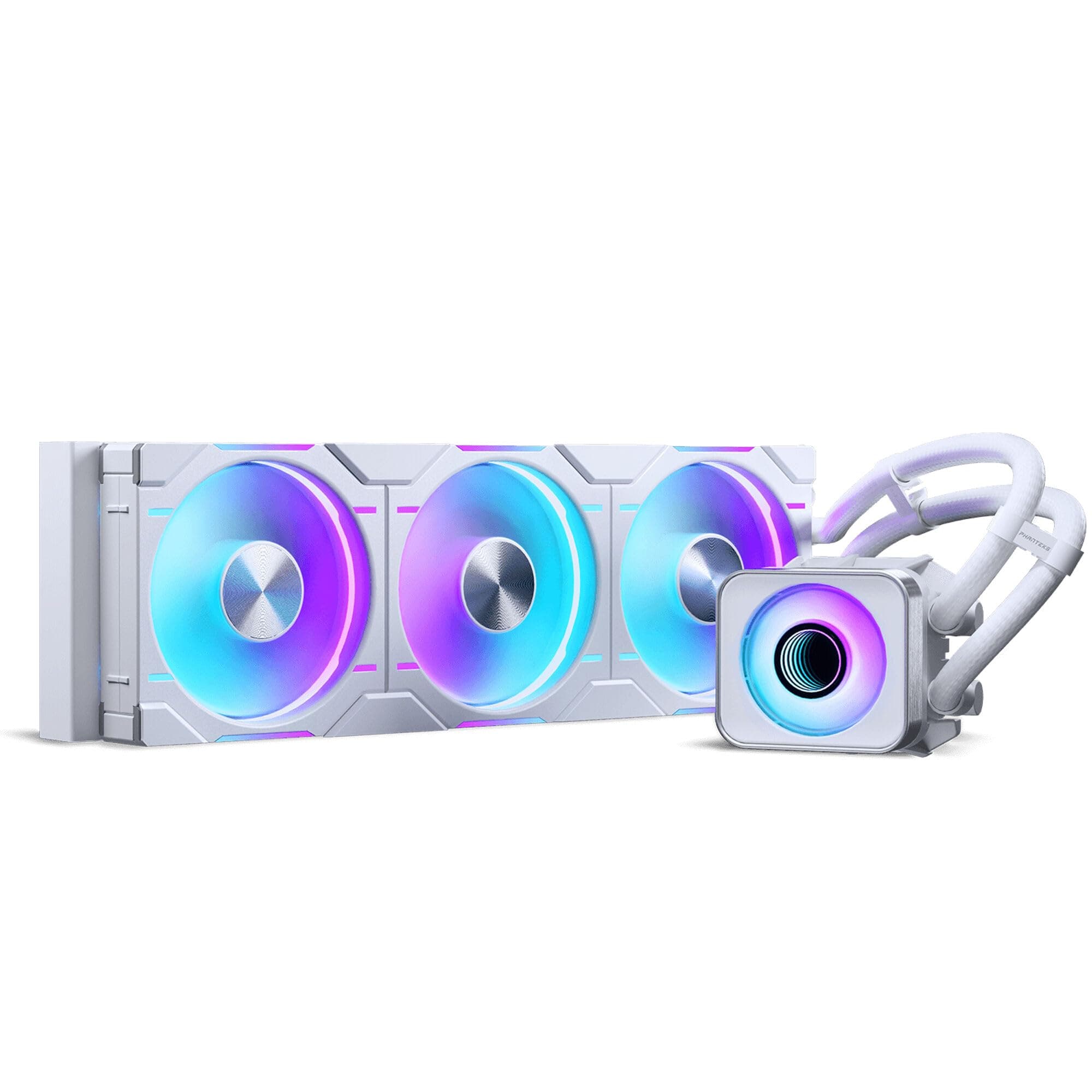 Phanteks GLACIER ONE 360D30 X2 DRGB 360mm AiO-Wasserkühlung - CPU-Kühler mit D-RGB, drei D30-Lüftern & Aluminium-Deckel – Weiß Weiß 360