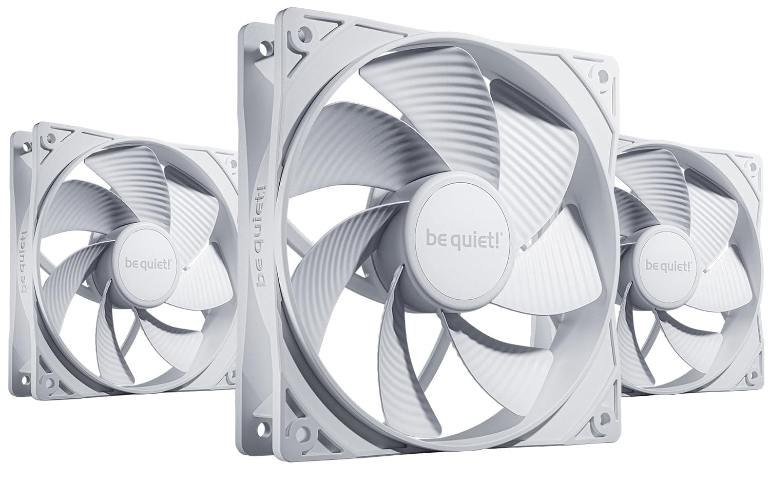be quiet! Pure Wings 3 120mm PWM Reverse White Lüfter Triple Pack, 3 Lüfter enthalten, invertierte Lüfterblätter, hohe Höchstgeschwindigkeit, niedrige Mindestdrehzahl, optimierter Lüfterrahmen Bild 2