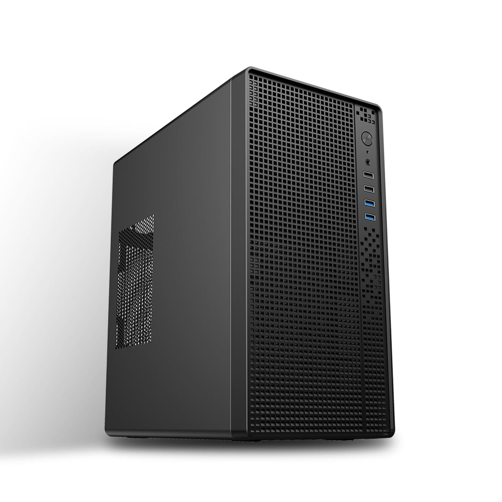 Micro-ATX PC-Gehäuse Mini-Tower SPCC 0,8mm ohne Lüfter Kompaktgehäuse MATX/Mini-ITX Home-Office kühlbar HDD/SSD Halter pc case