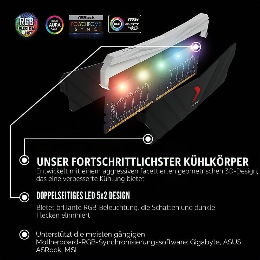PNY XLR8 Gaming Epic 32GB (2x16GB) Desktop Memory Dual Pack XLR8 RGB DDR4 3200 MHz Schwarz Bild 5