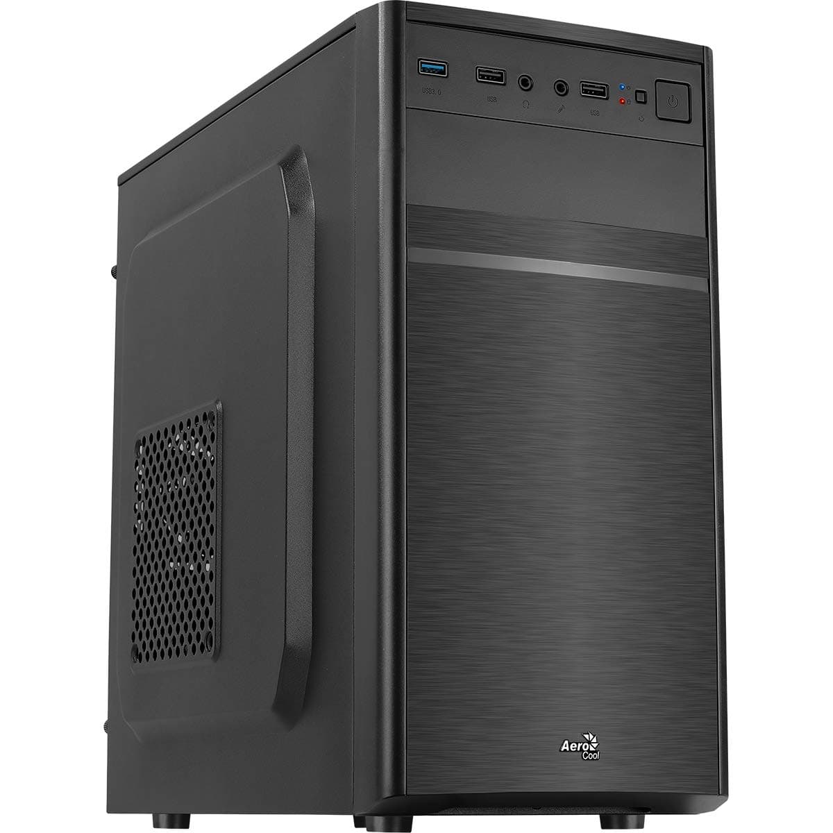 AeroCool CS103 - Micro ATX PC-Gehäuse, poliertes Aluminium, 80 mm Lüfter hinten schwarz única Schwarz CS103