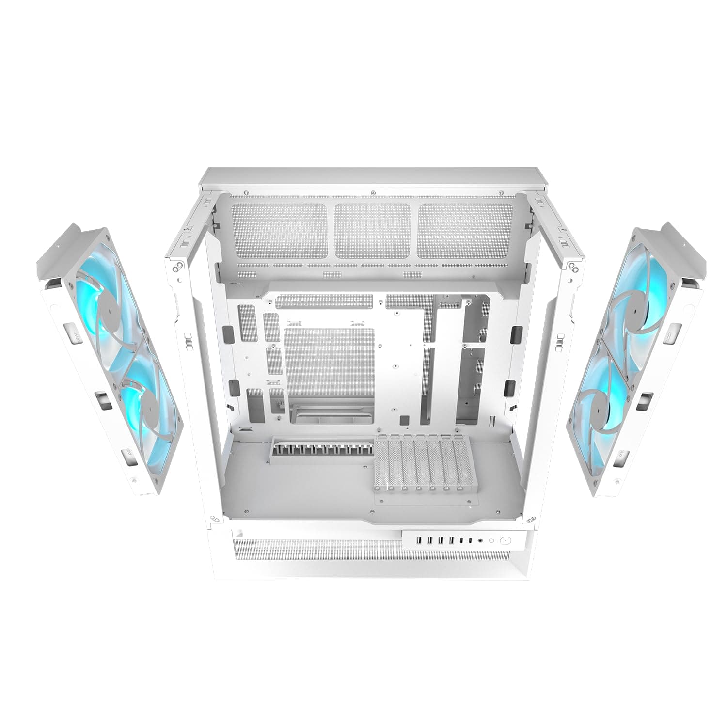 COUGAR OmnyX Mid-Tower ATX symmetrisches Panorama-PC-Gehäuse – maximaler Luftstrom – 4 x vorinstallierte 160-mm-Lüfter – Reverse Connector Motherboard – Kabel ohne Sichtbarkeit Bild 7