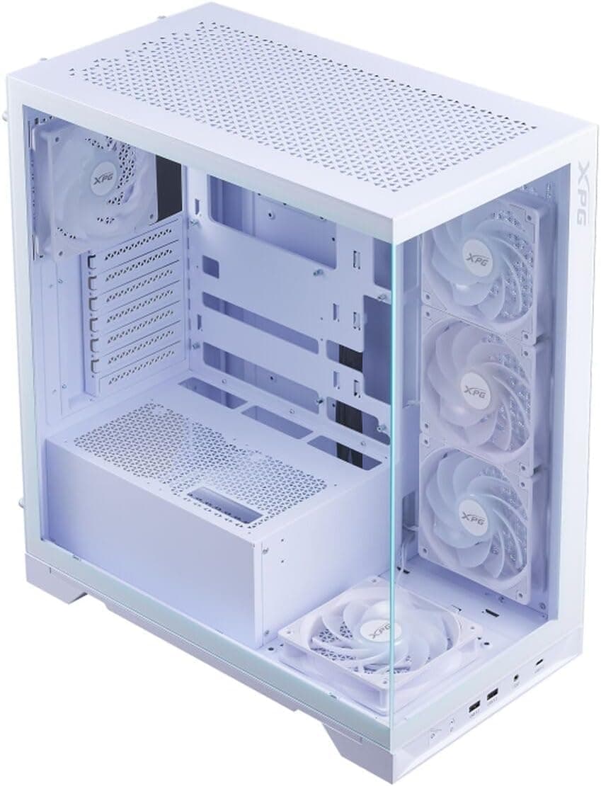 XPG by ADATA - Invader X BTF MID-Tower Chassis, 5 ARGB-Lüfter im Lieferumfang enthalten, kein Riser-Kabel, weiße Farbe, unterstützt BTF-Motherboard - INVADERXBTFMT-WHCWW Bild 2