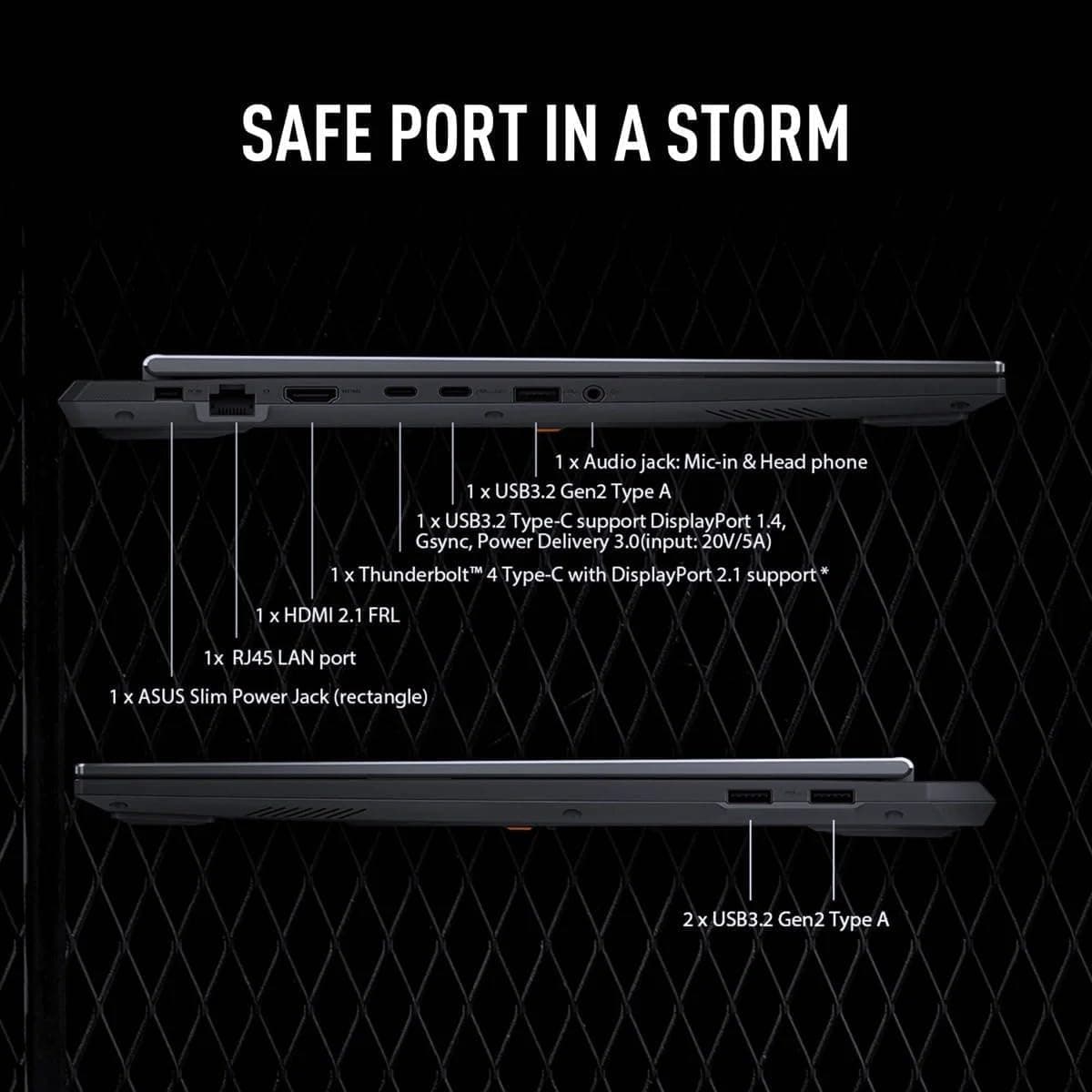 ASUS TUF Gaming Laptop Ryzen7 7735HS - A16 WUXGA 165Hz 100% sRGB - AMD Radeon RX7600S Beat RTX3060 - Tastatur mit Hintergrundbeleuchtung - Thunderbolt4 - Wi-Fi6 - HDMI-Kabel (32GB DDR5 RAM |1TB PCIe 32 GB DDR5 RAM, 1 TB PCIe SSD Bild 7