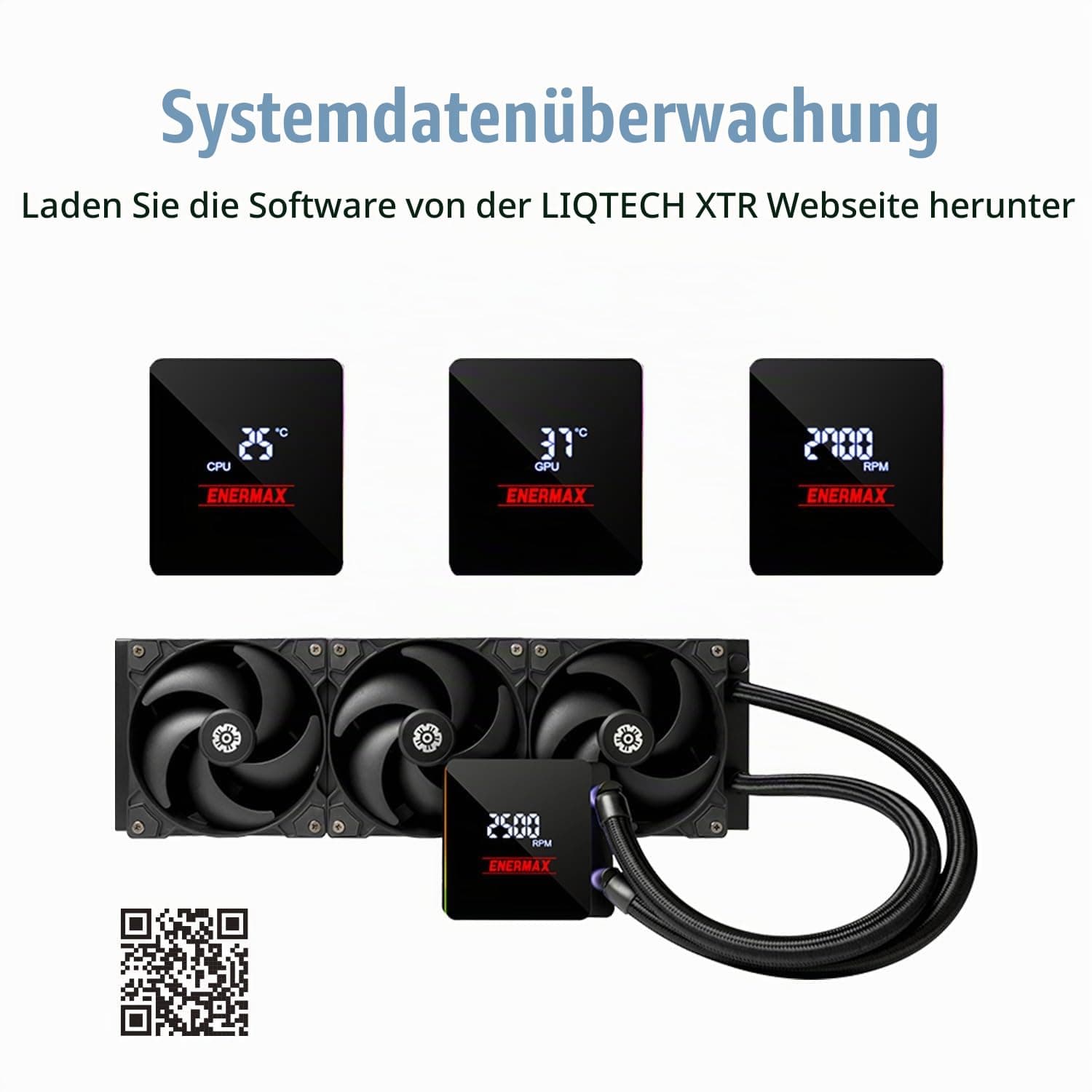 ENERMAX LIQTECH XTR|360mm AIO CPU Wasserkühlung|TDP 550W+|AMD Ryzen Treadripper sTR5/sTRX5/SP6|Intel Xeon LGA4677 |100% CPU Abdeckung|Digital Anzeige|ELC-LTXTR360 Bild 5